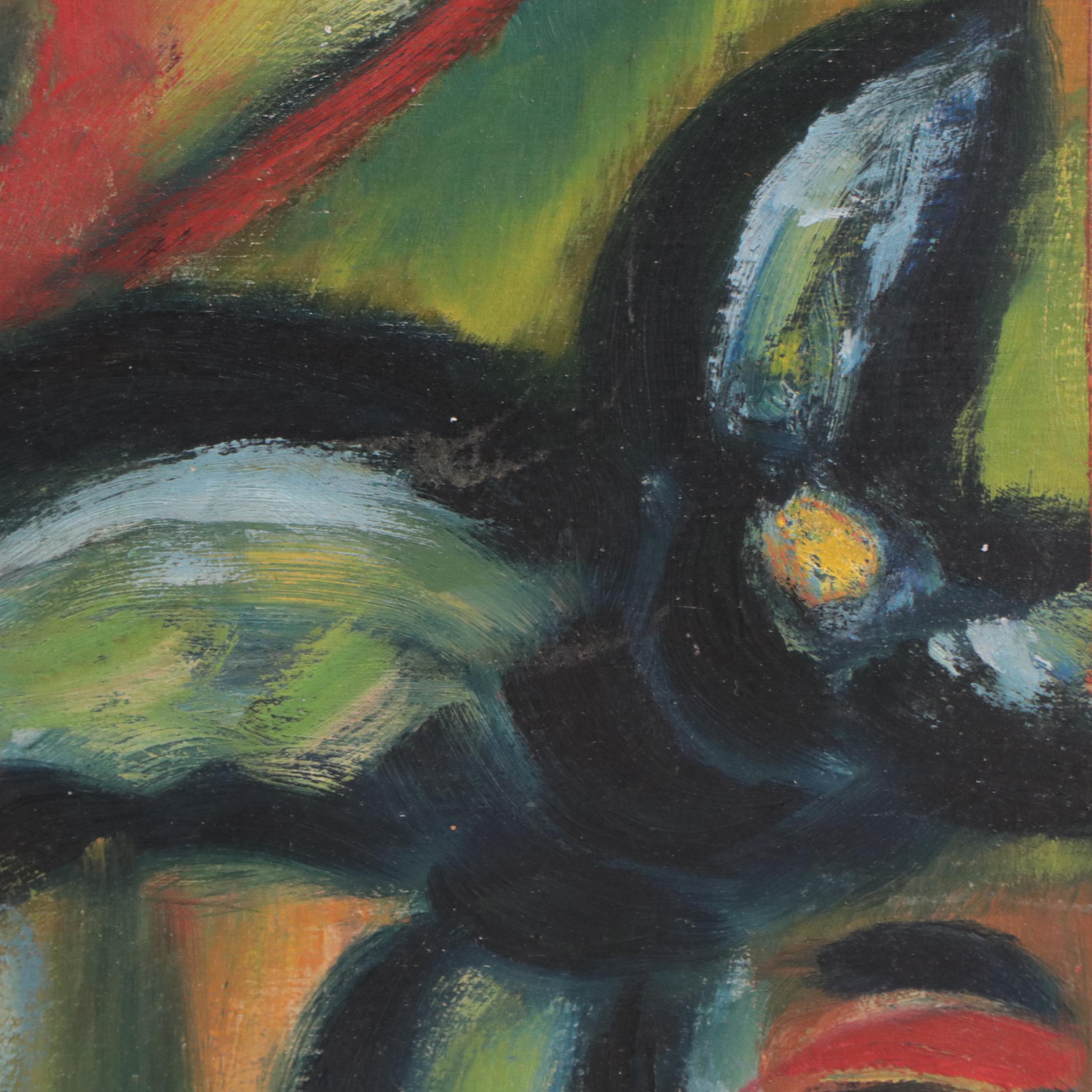 Paul Binder Stylized Figural Oil Painting