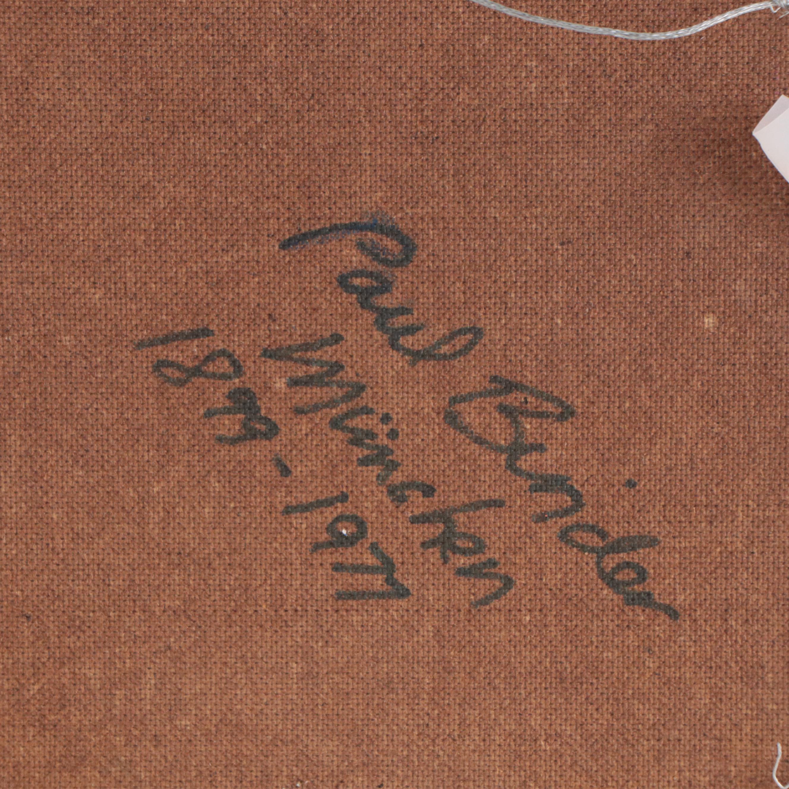 Paul Binder Stylized Figural Oil Painting