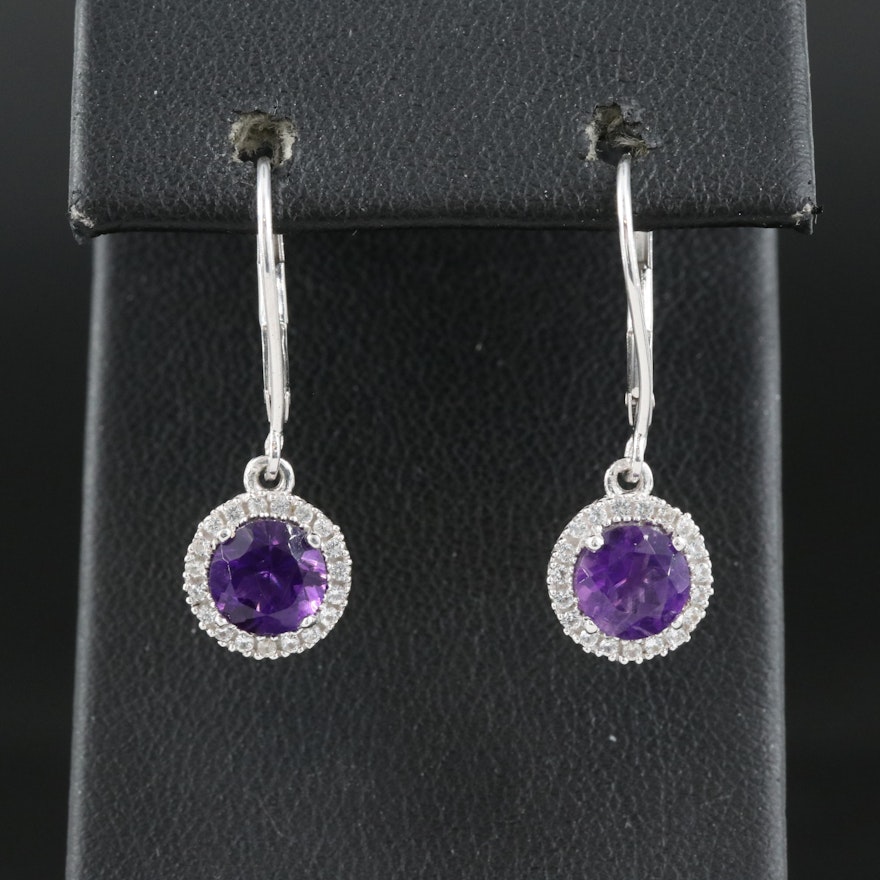 Sterling Amethyst and Sapphire Earrings