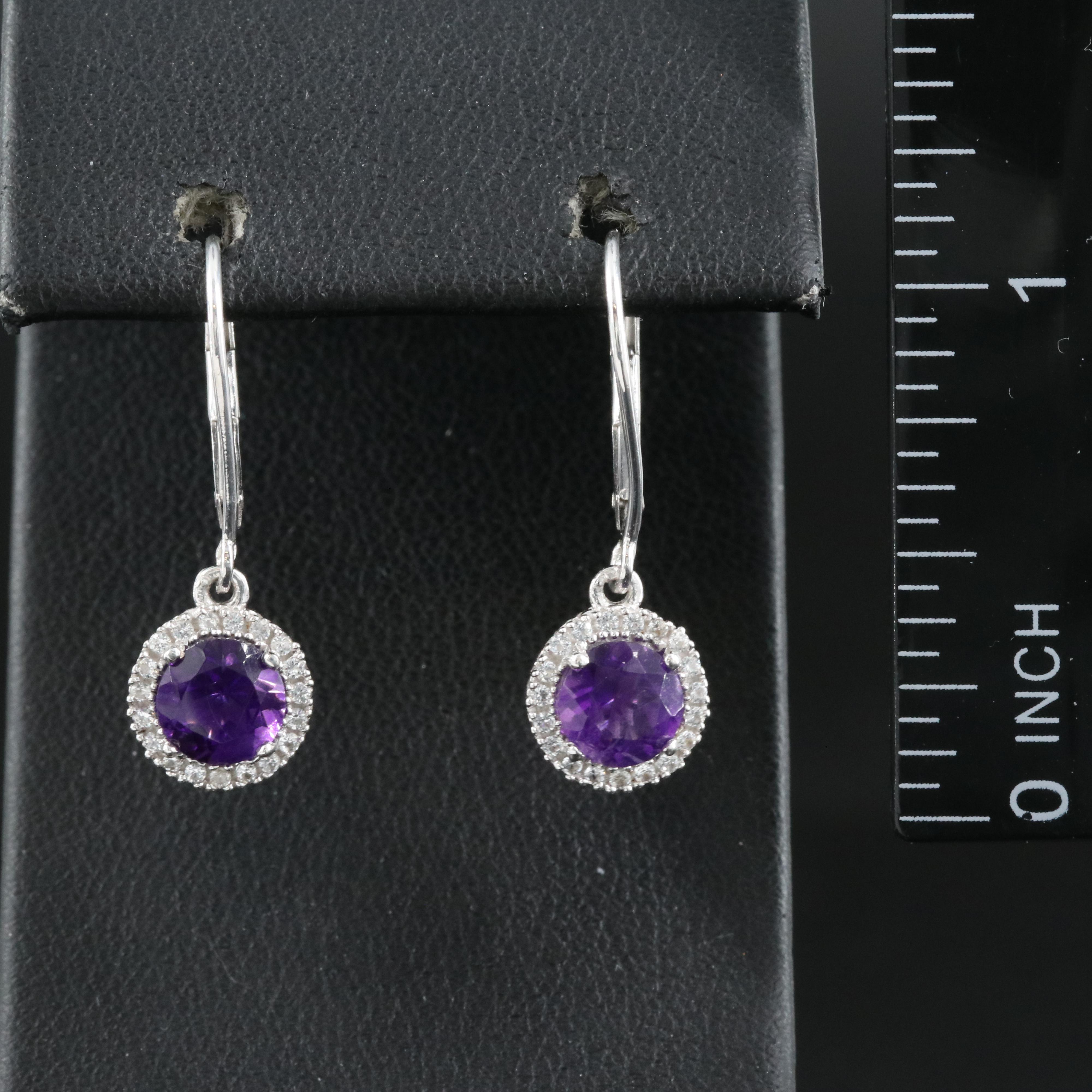 Sterling Amethyst and Sapphire Earrings