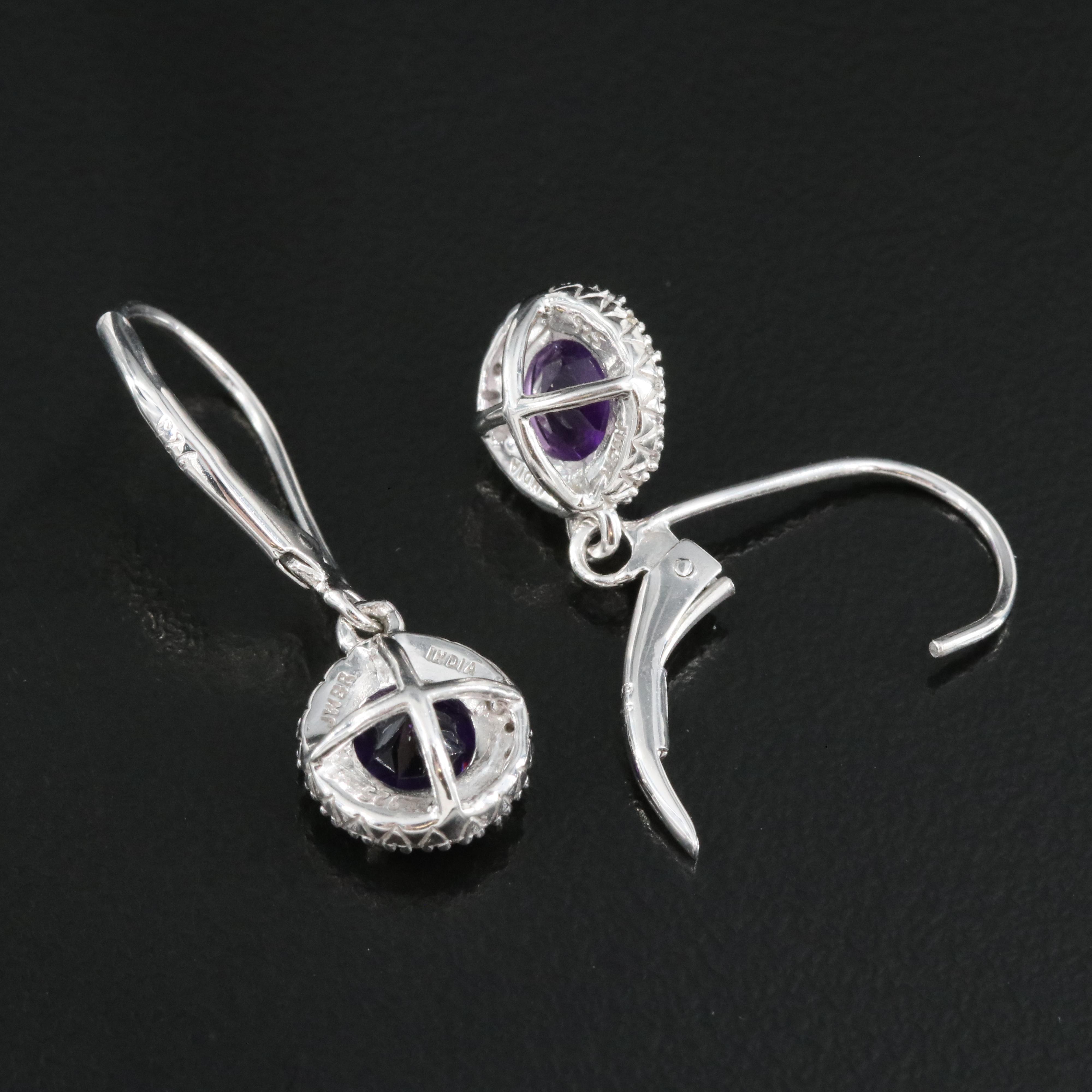 Sterling Amethyst and Sapphire Earrings