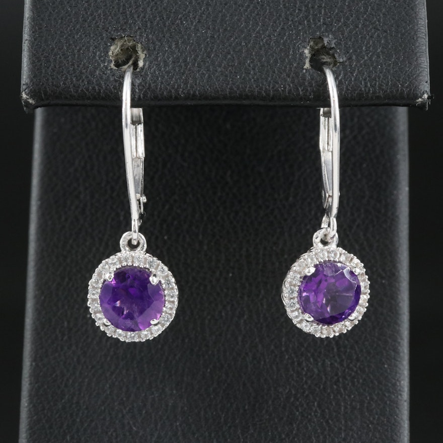 Sterling Amethyst and Sapphire Earrings