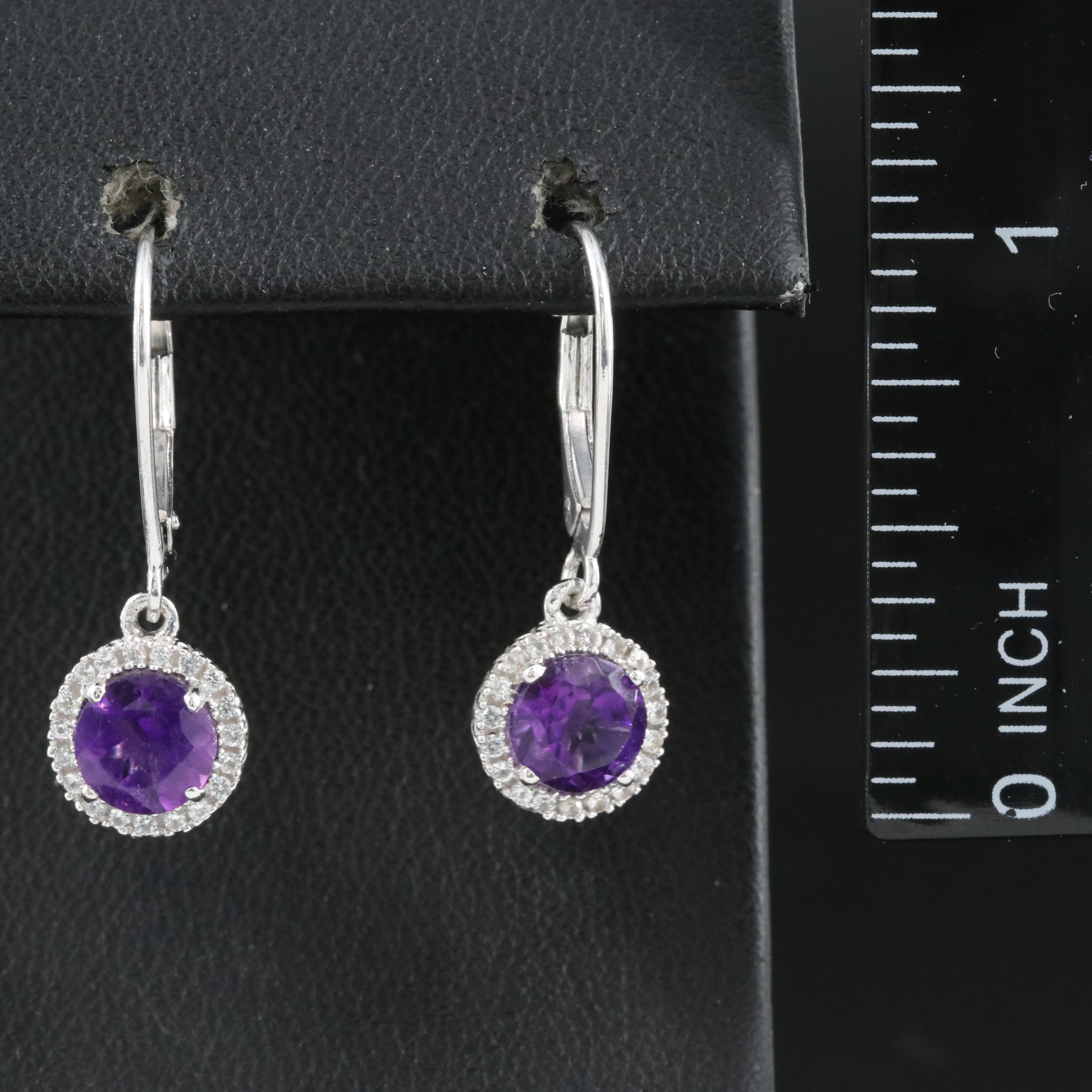 Sterling Amethyst and Sapphire Earrings