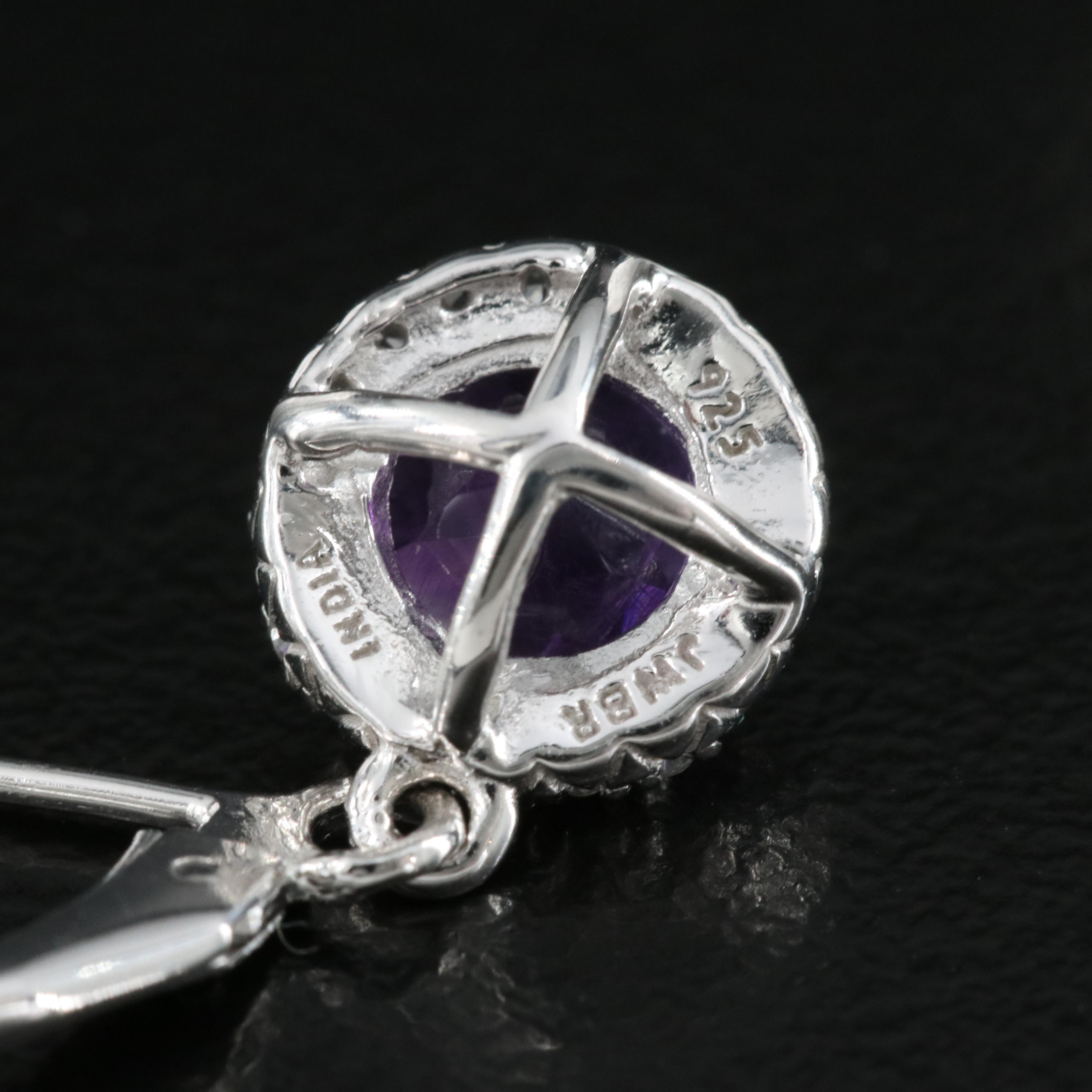 Sterling Amethyst and Sapphire Earrings