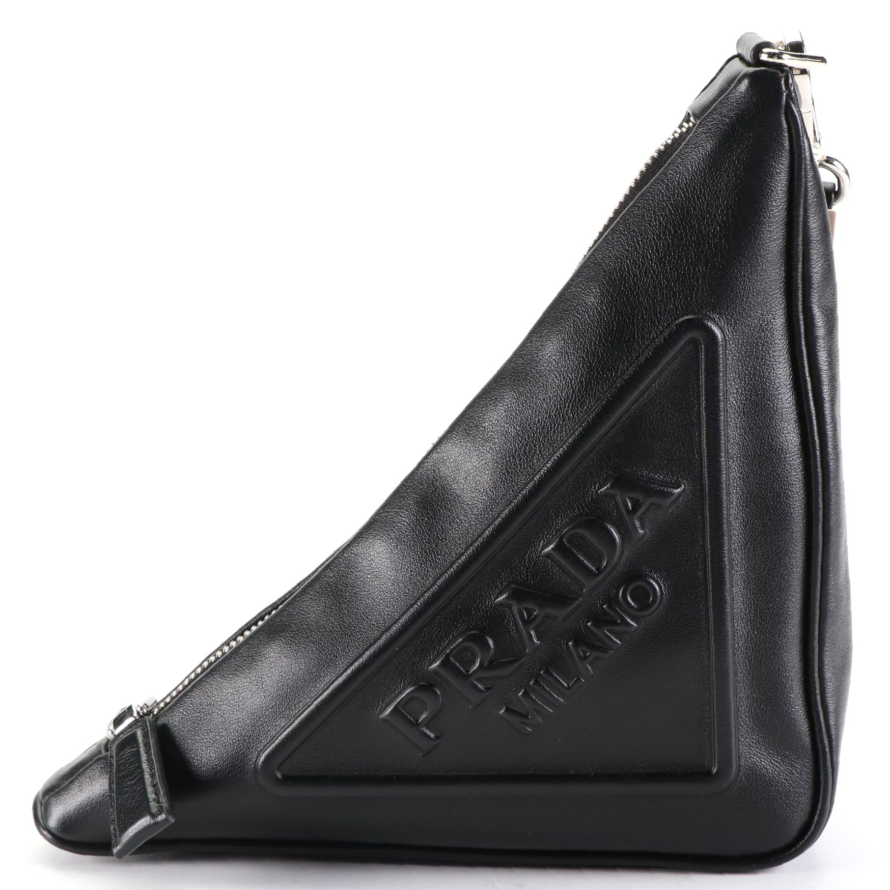 Prada Leather Triangle Pouch Wristlet with Box