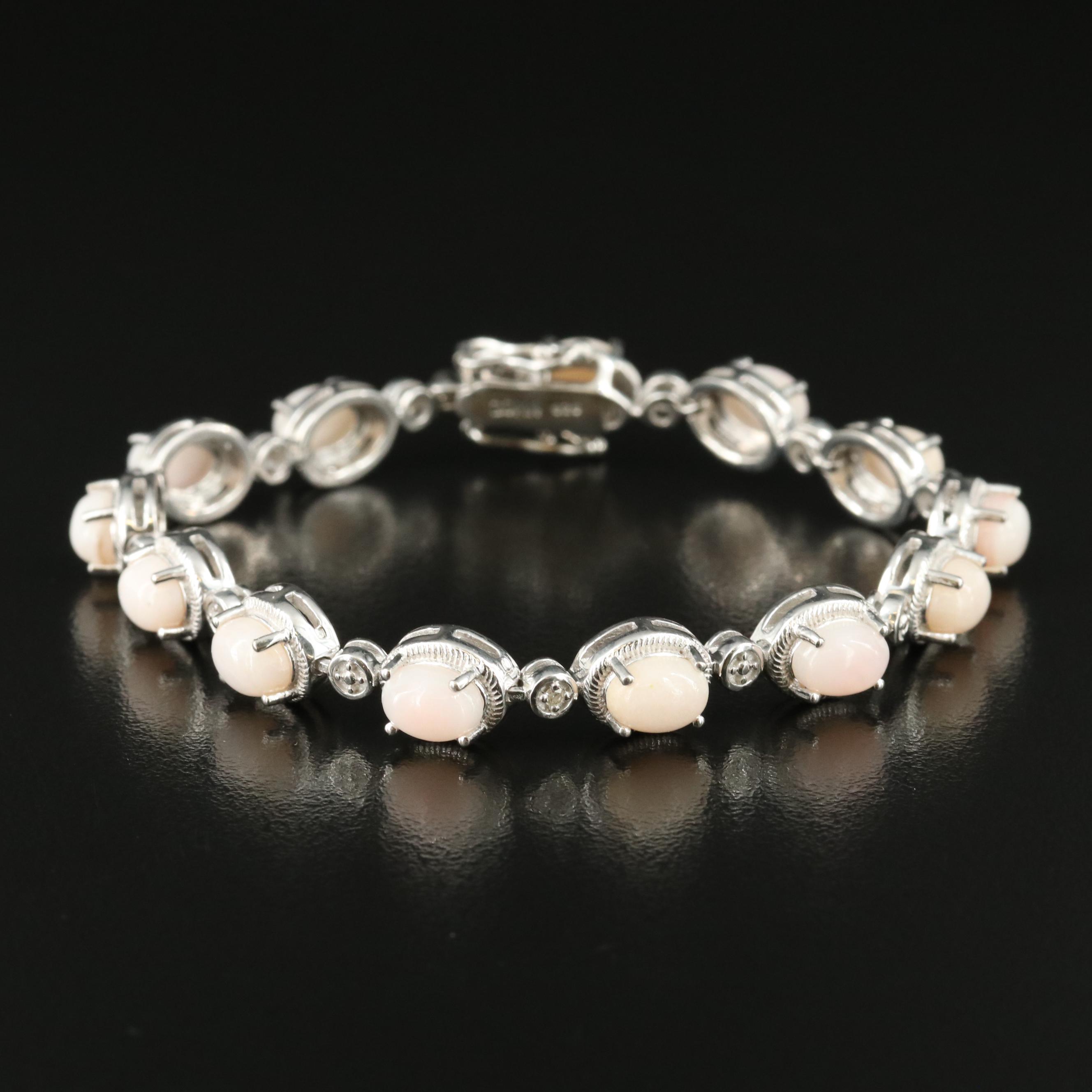Sterling Opal and Diamond Bracelet