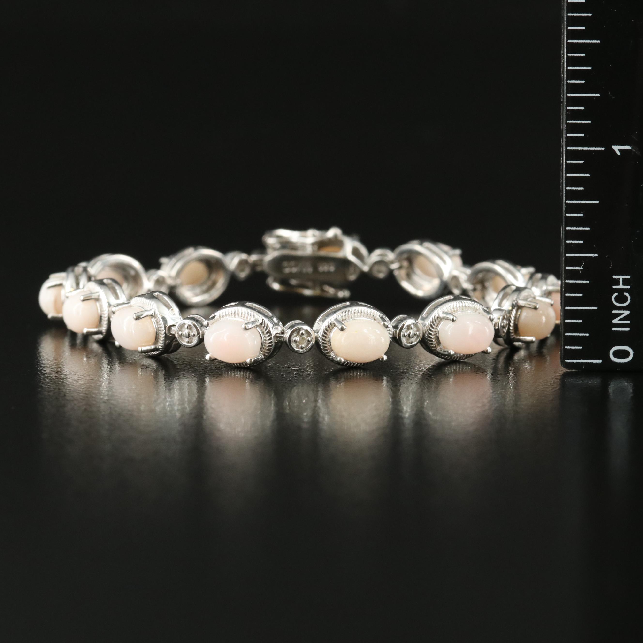 Sterling Opal and Diamond Bracelet
