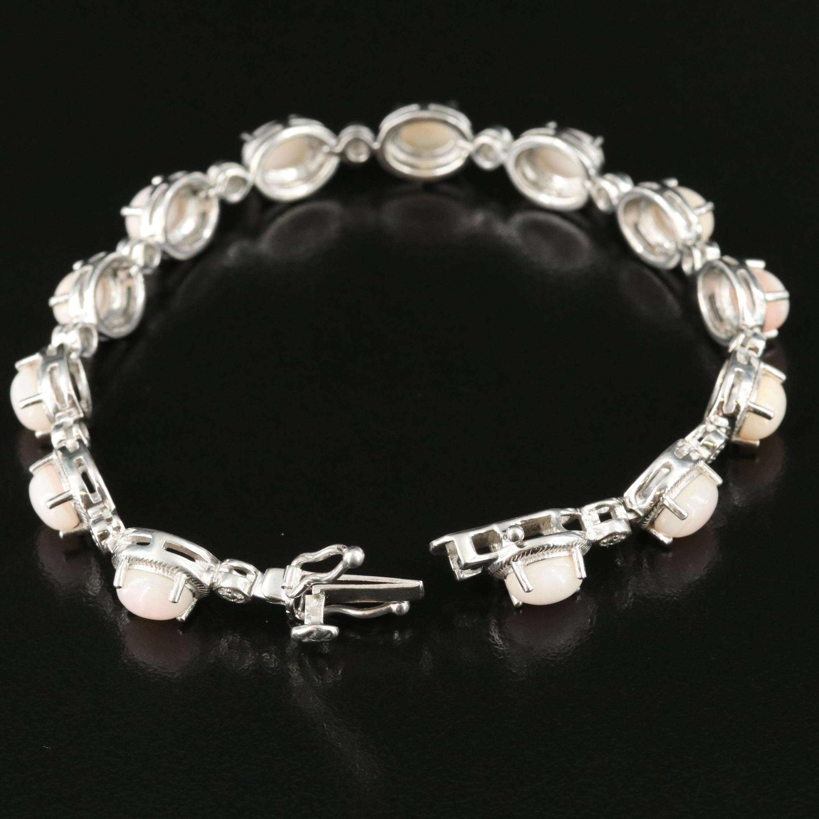 Sterling Opal and Diamond Bracelet