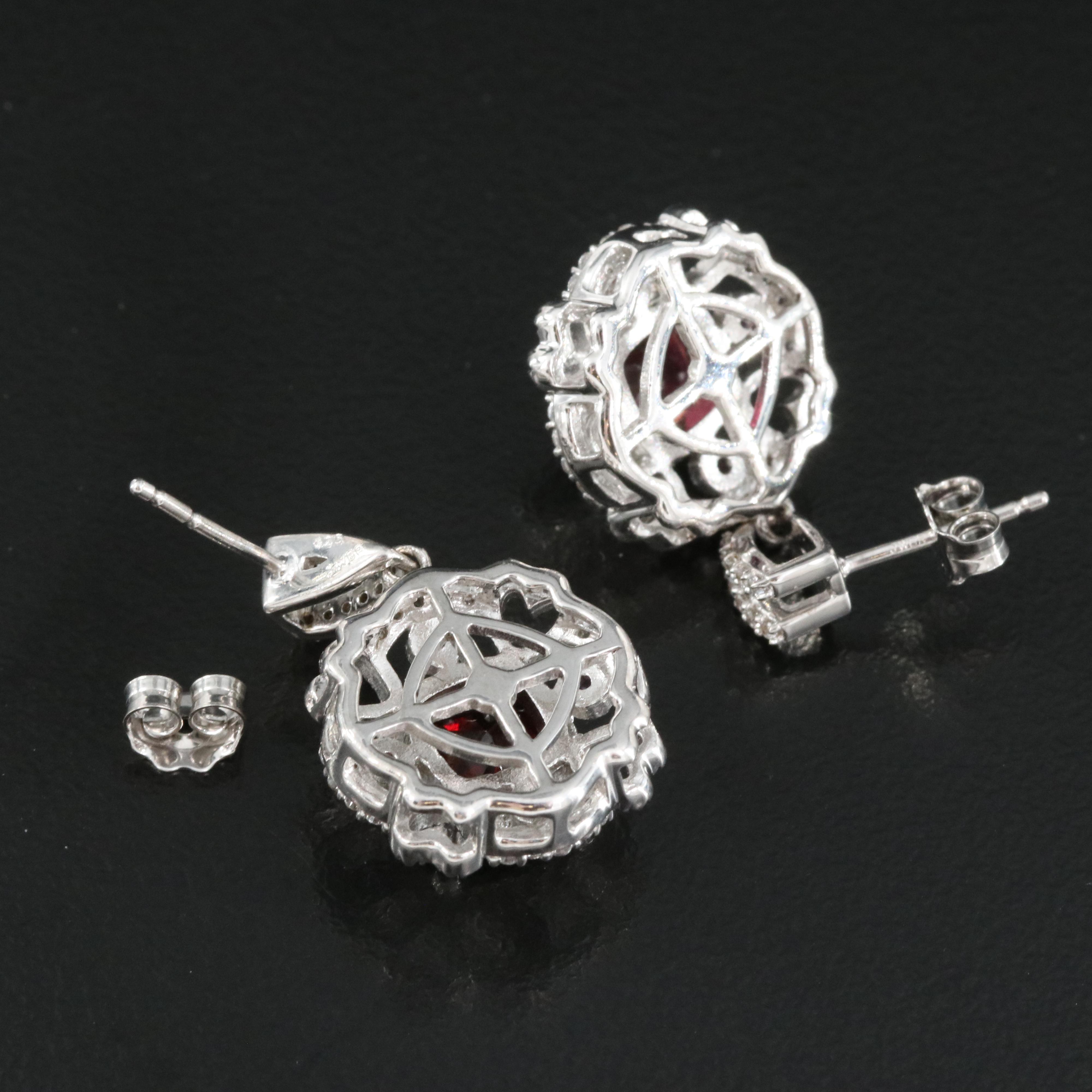 Sterling Garnet, Amethyst and Sapphire Earrings