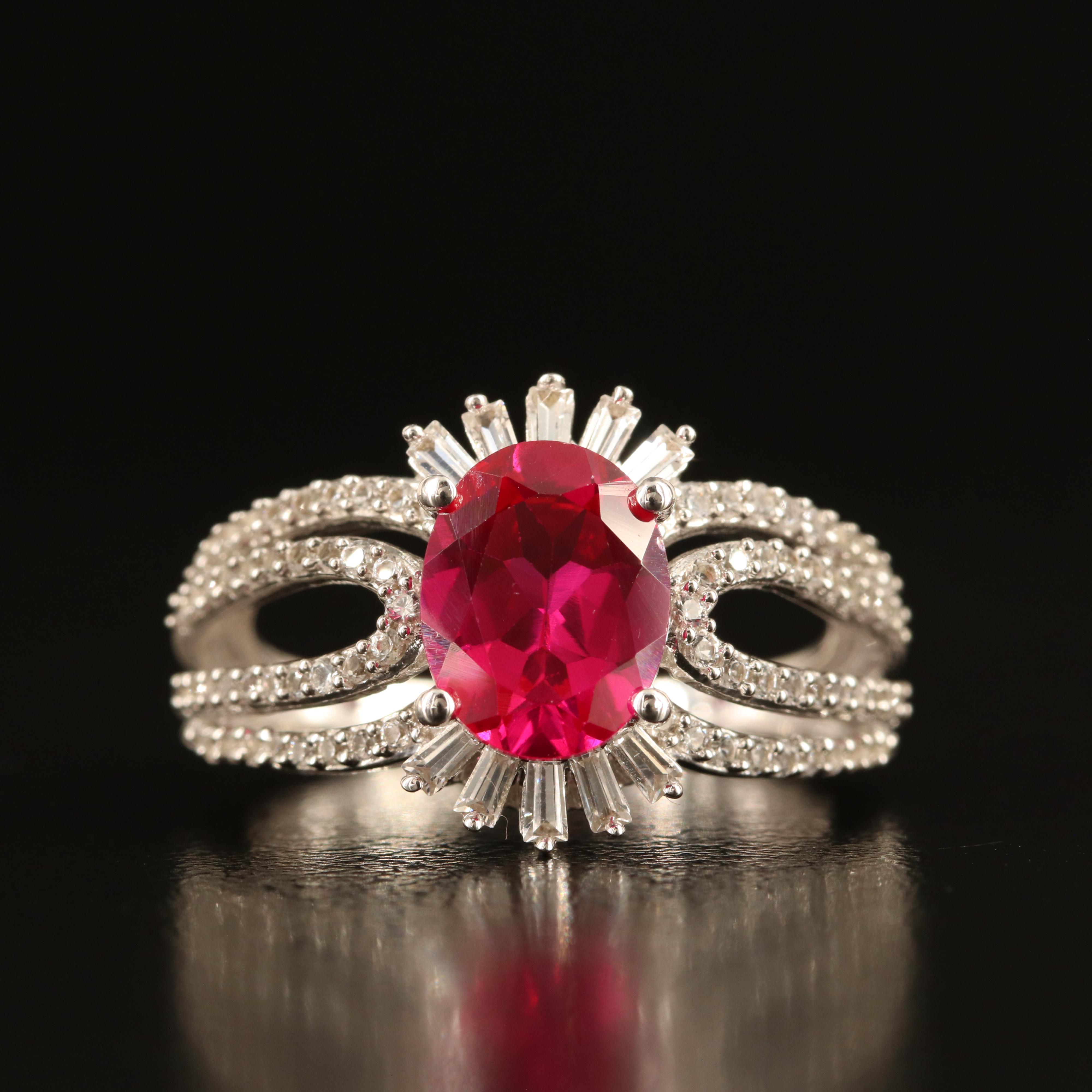 Sterling Ruby and White Sapphire Ring