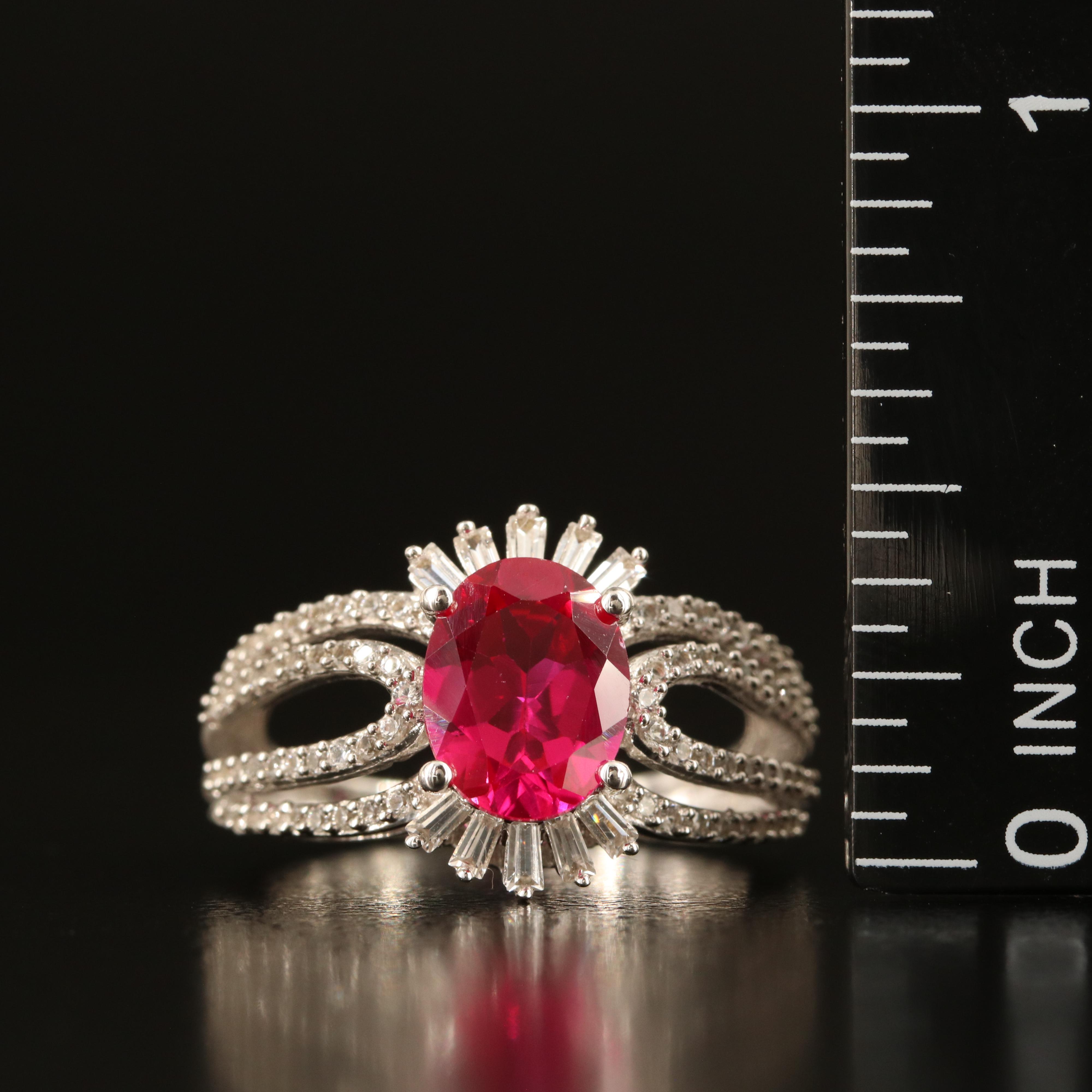 Sterling Ruby and White Sapphire Ring