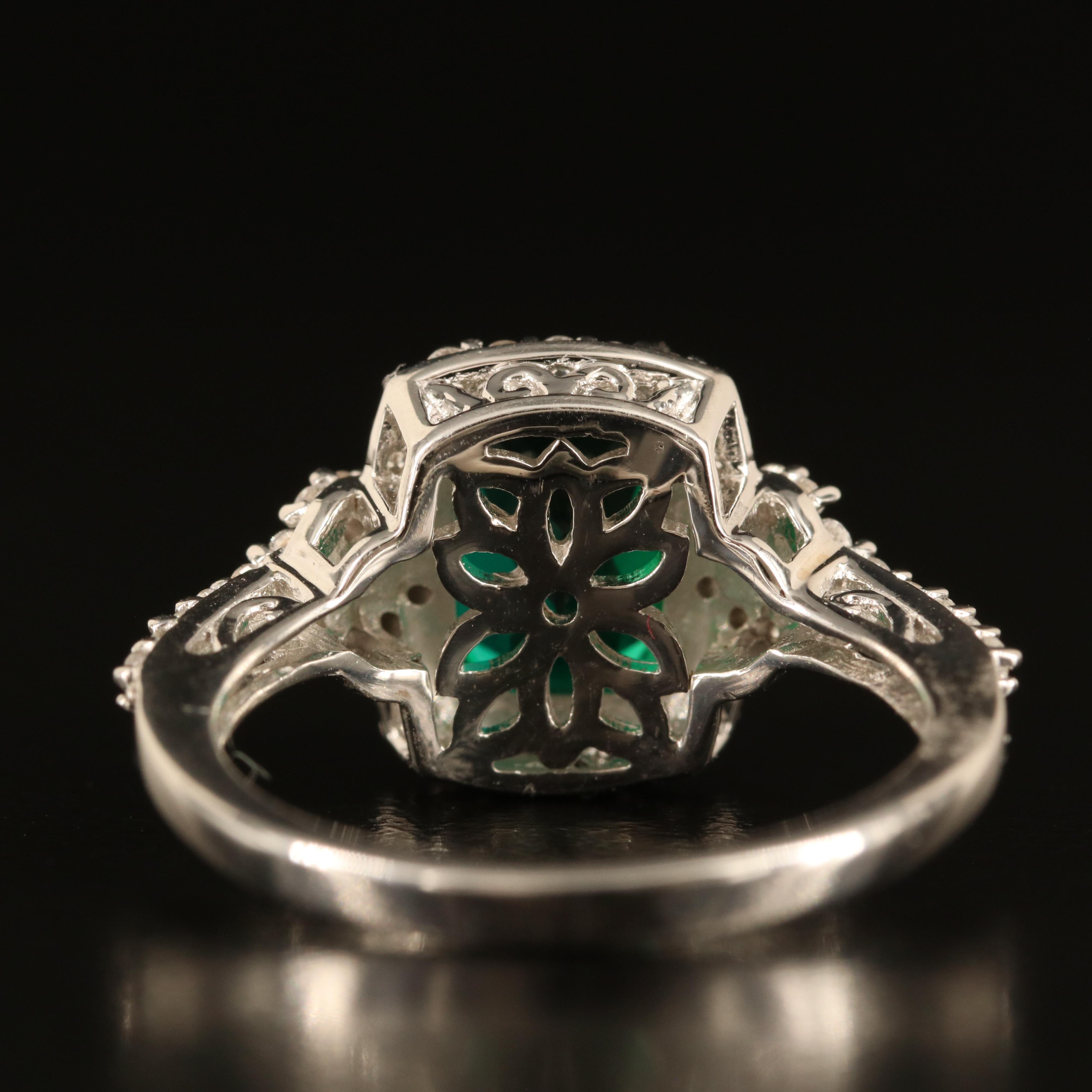 Sterling Emerald and White Sapphire Ring
