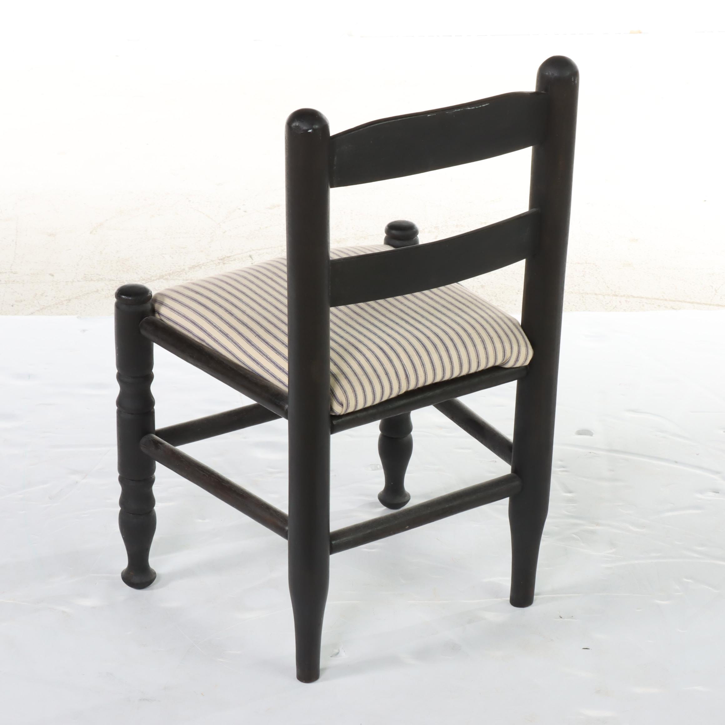 Pair of American Primitive Style Ebonized Child's Side Chairs, 20th Century
