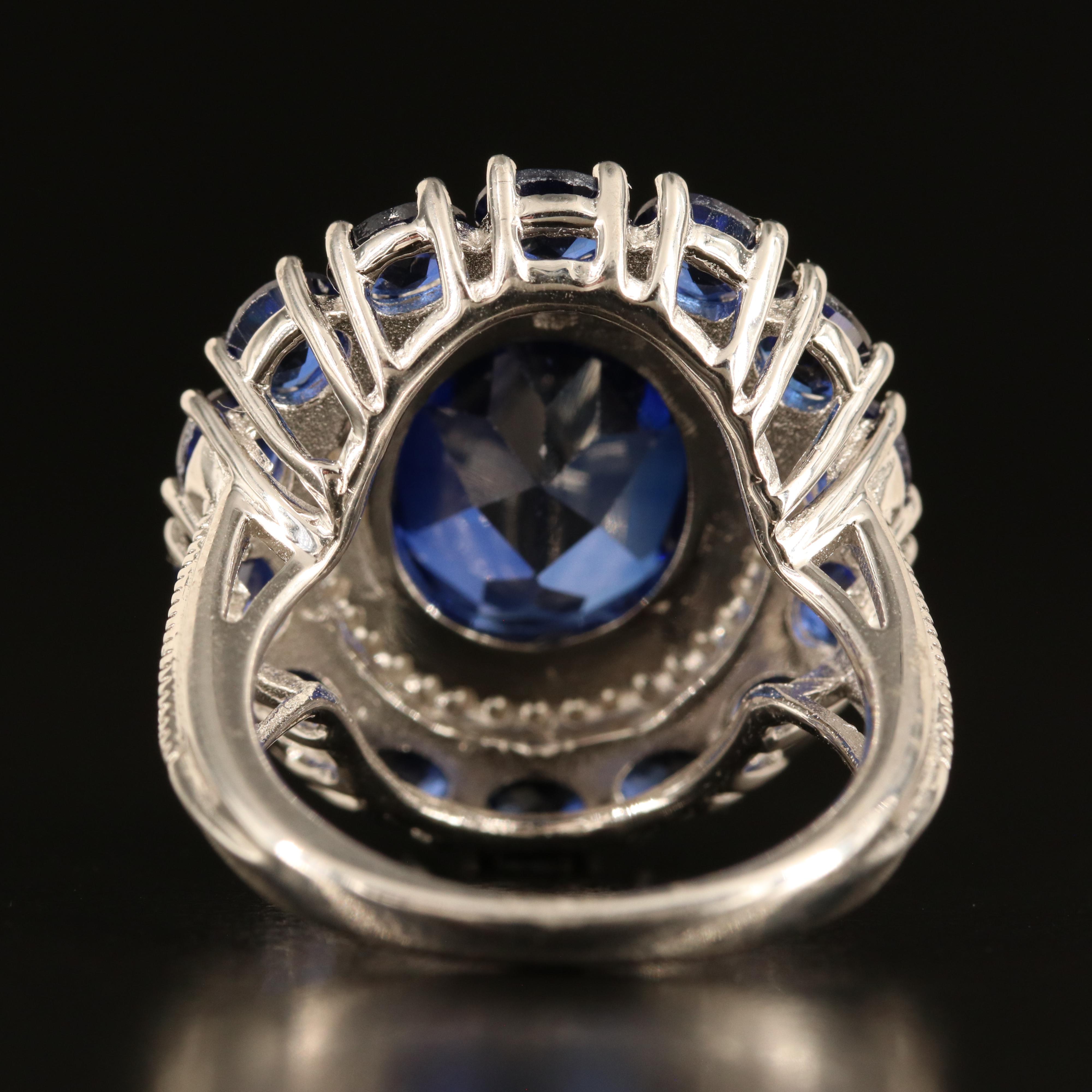 Sterling Sapphire and White Sapphire Oval Ring