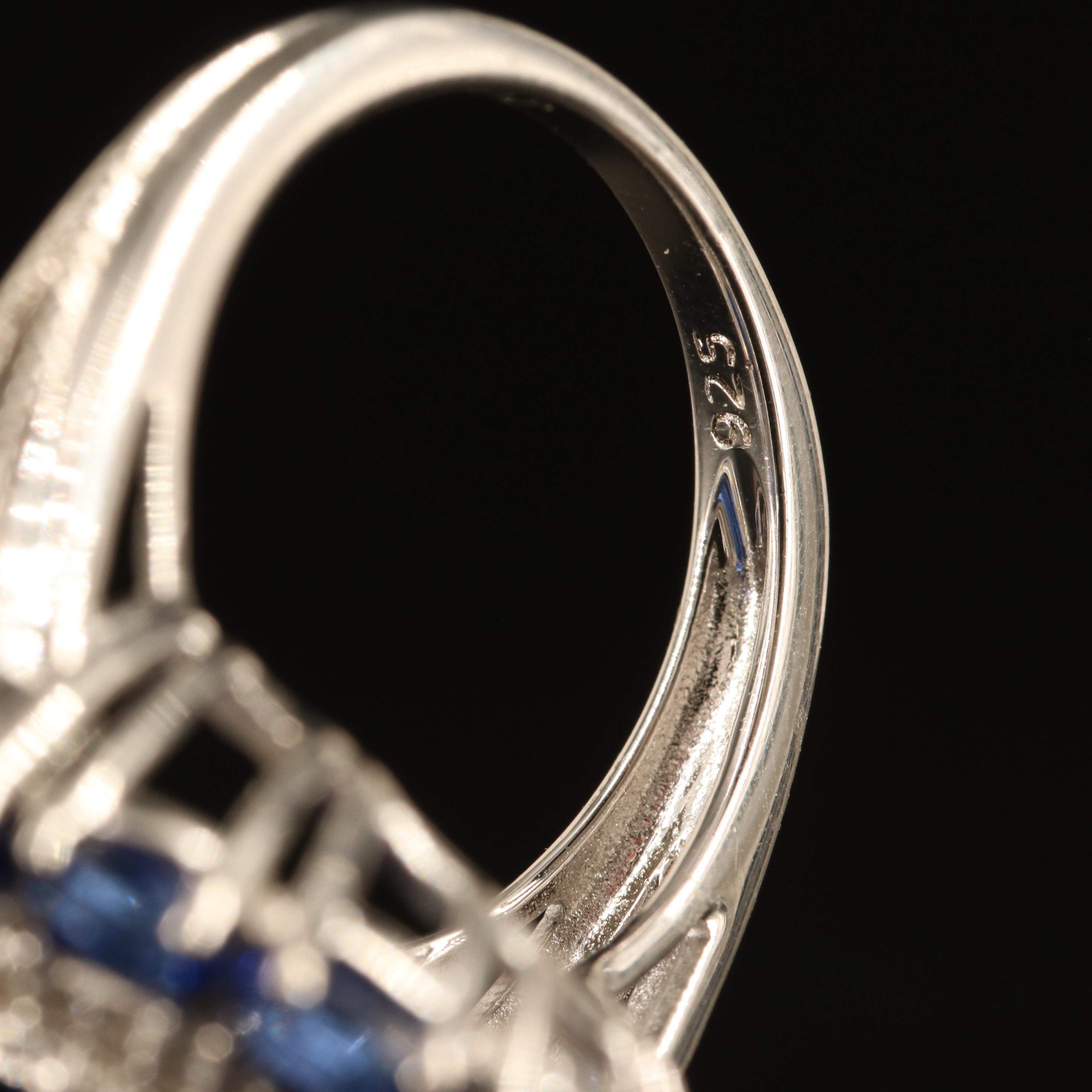 Sterling Sapphire and White Sapphire Oval Ring