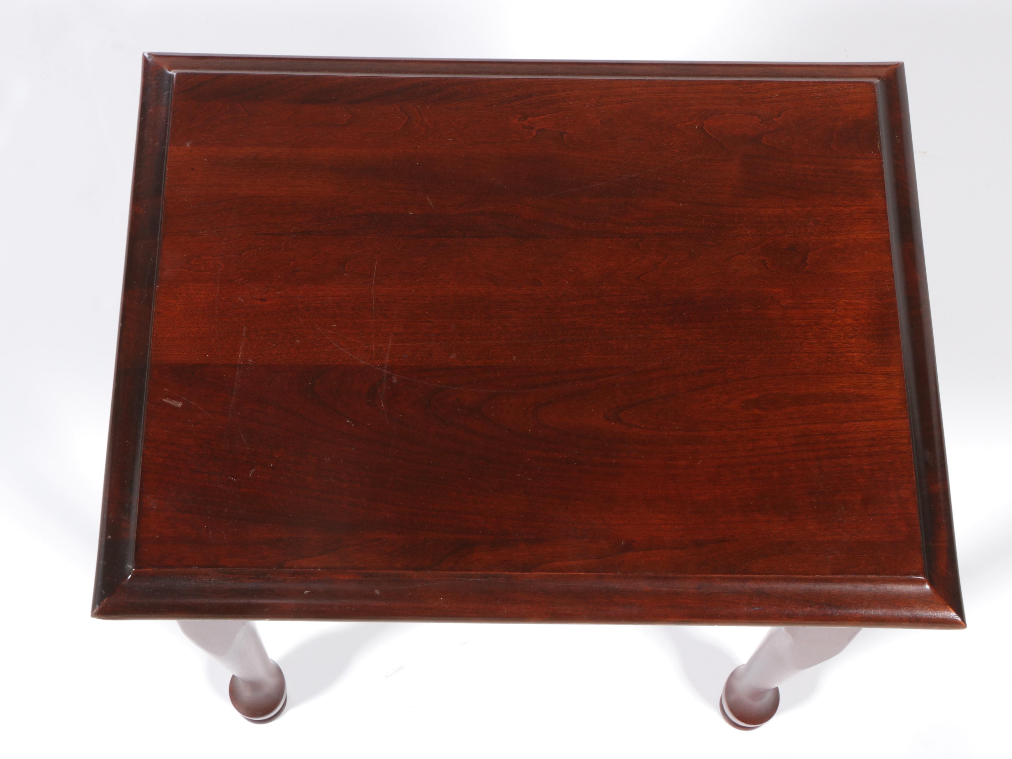 Standard of Gardner Queen Anne Style Cherrywood Side Table, Late 20th Century