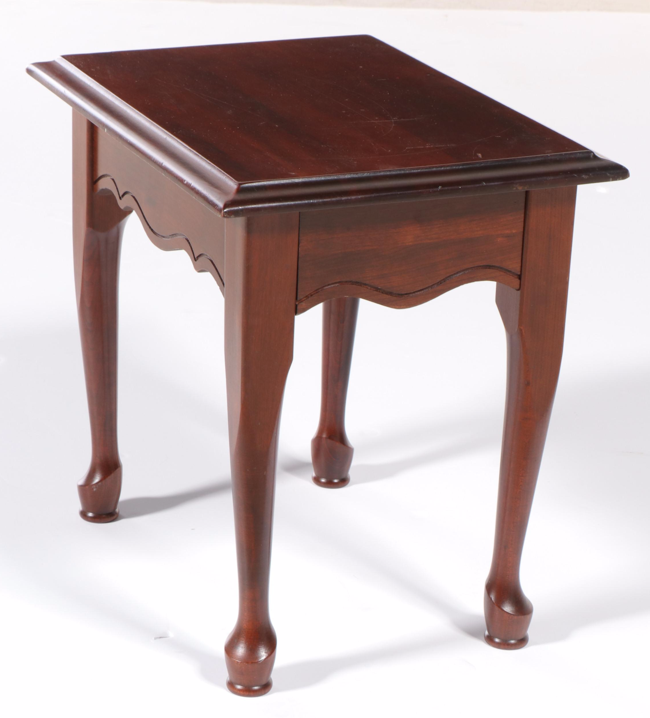 Standard of Gardner Queen Anne Style Cherrywood Side Table, Late 20th Century