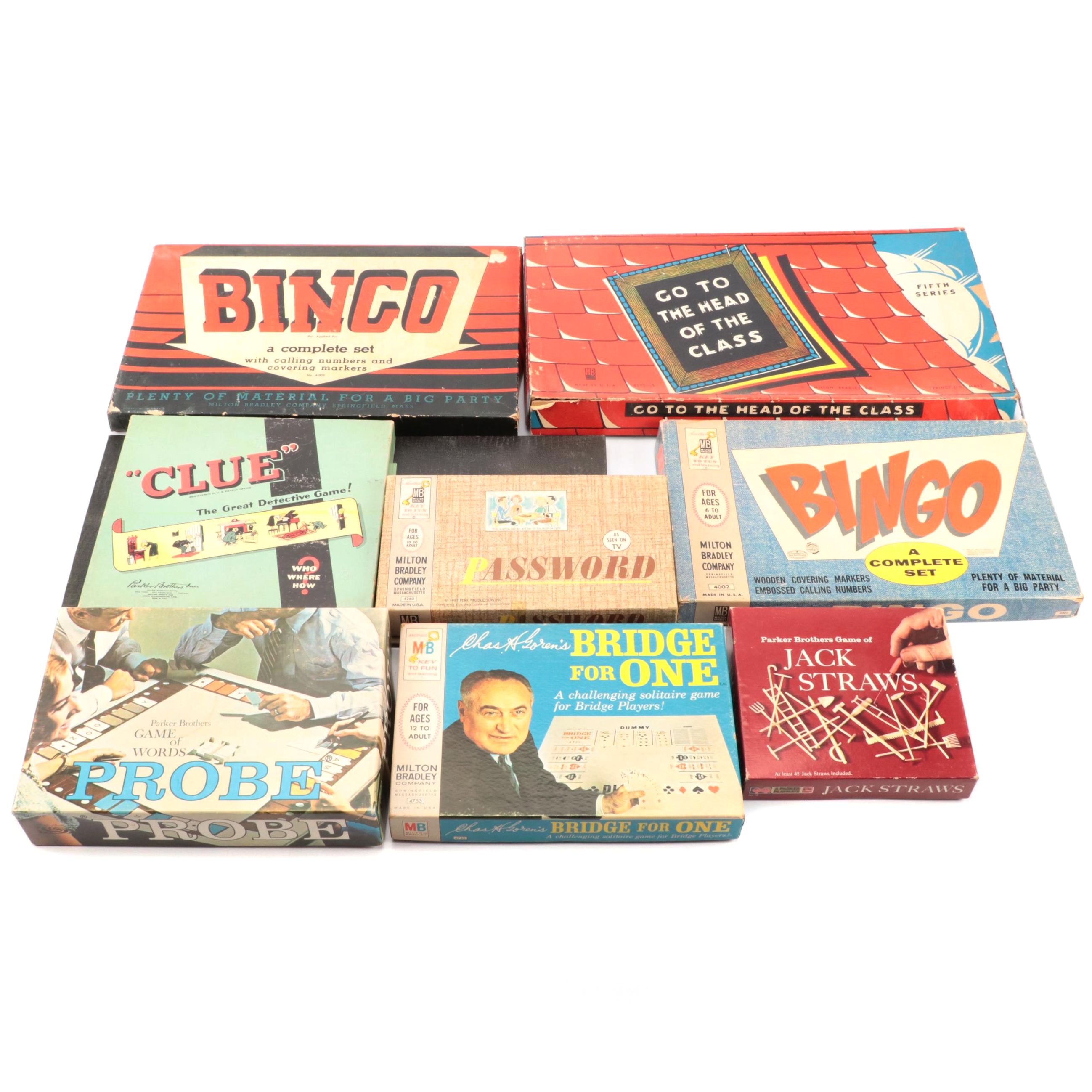 Clue, with Bingo, Password and More Board Games, Mid–Late 20th Century
