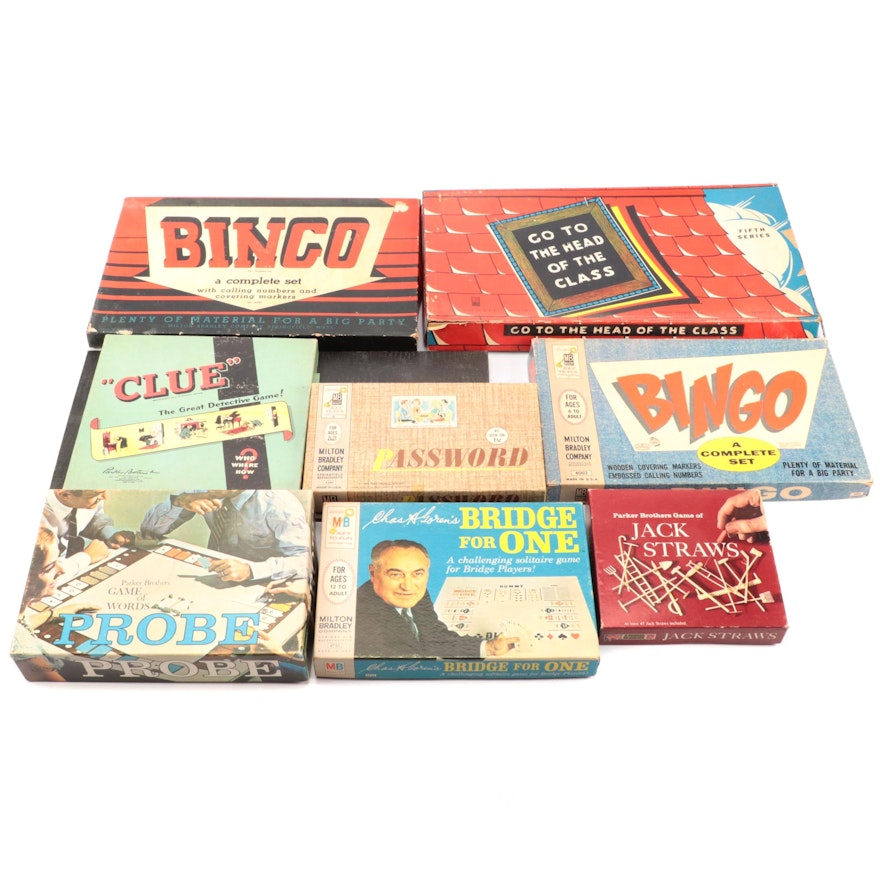 Clue, with Bingo, Password and More Board Games, Mid–Late 20th Century