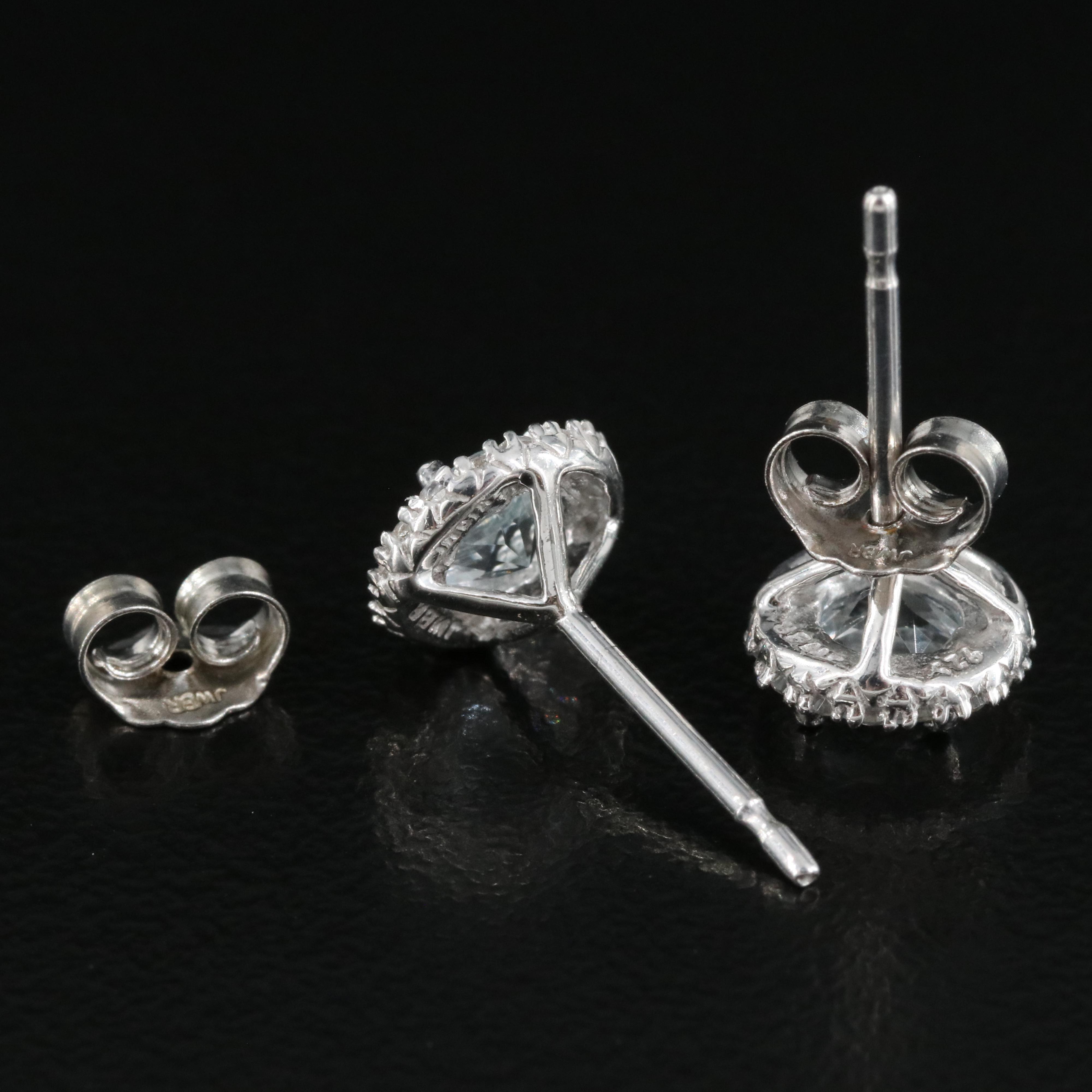 Sterling Aquamarine and Sapphire Stud Earrings