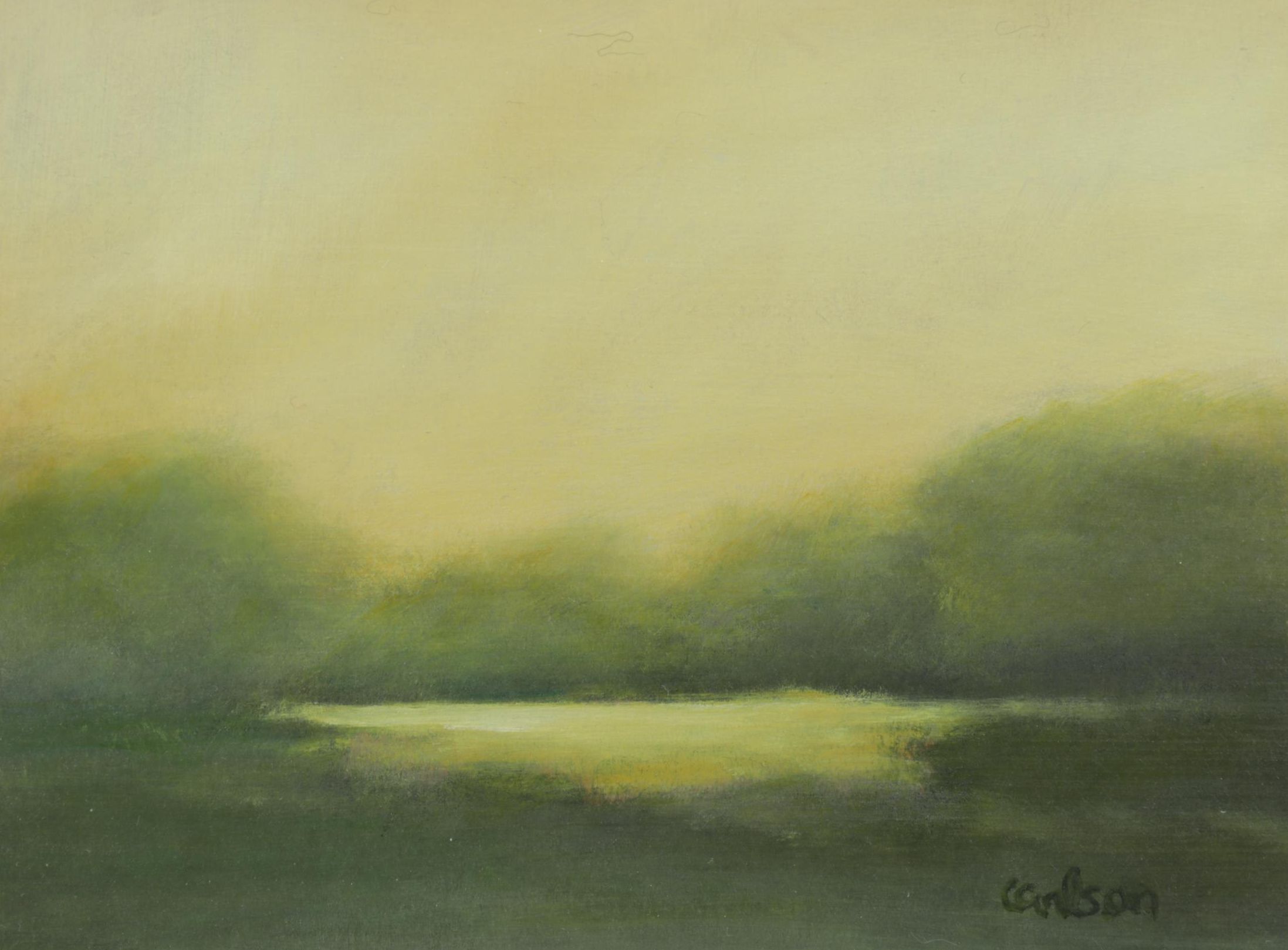 Sallie Carlson Landscape Acrylic Painting "Serenity," 21st Century