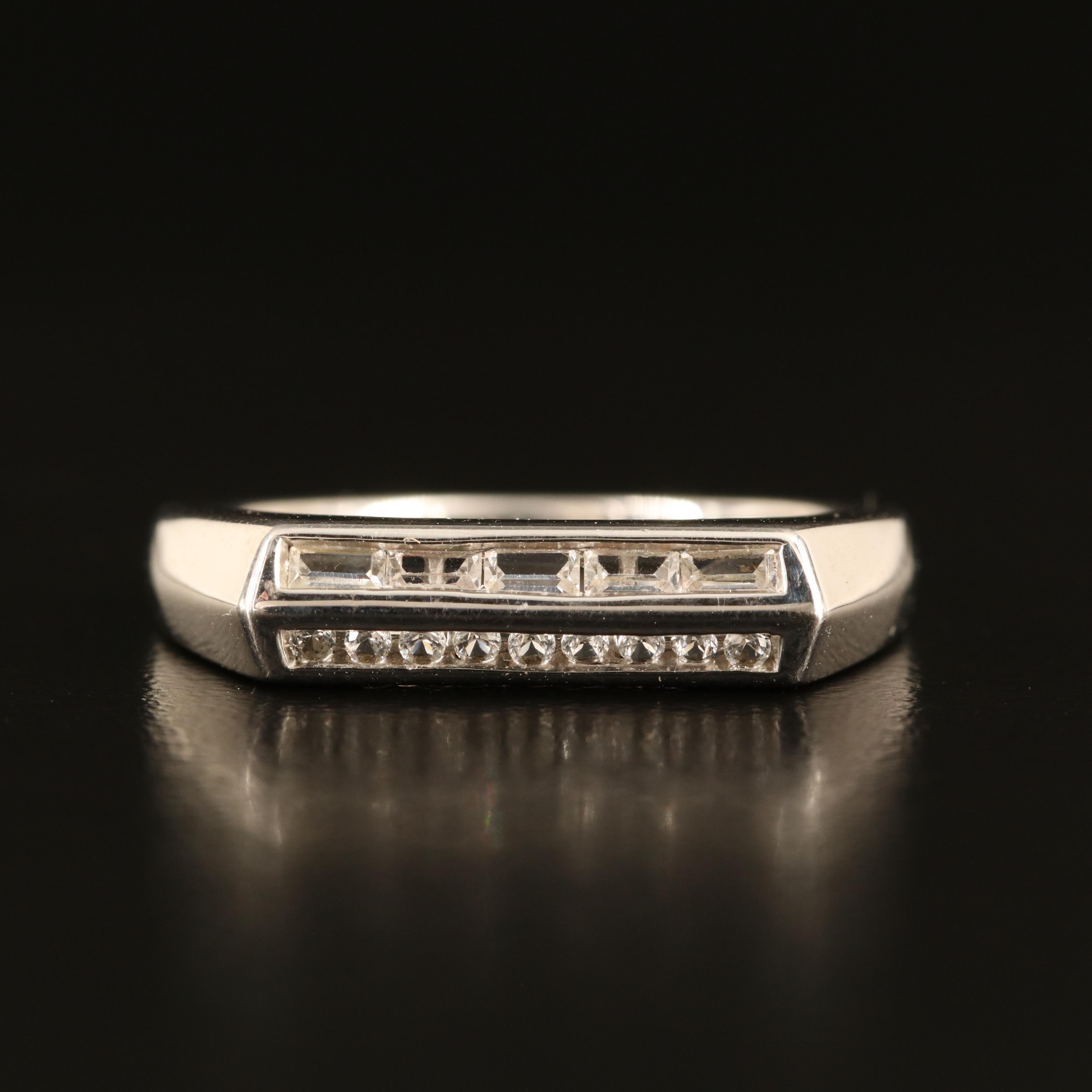 Sterling White Sapphire Bar Ring
