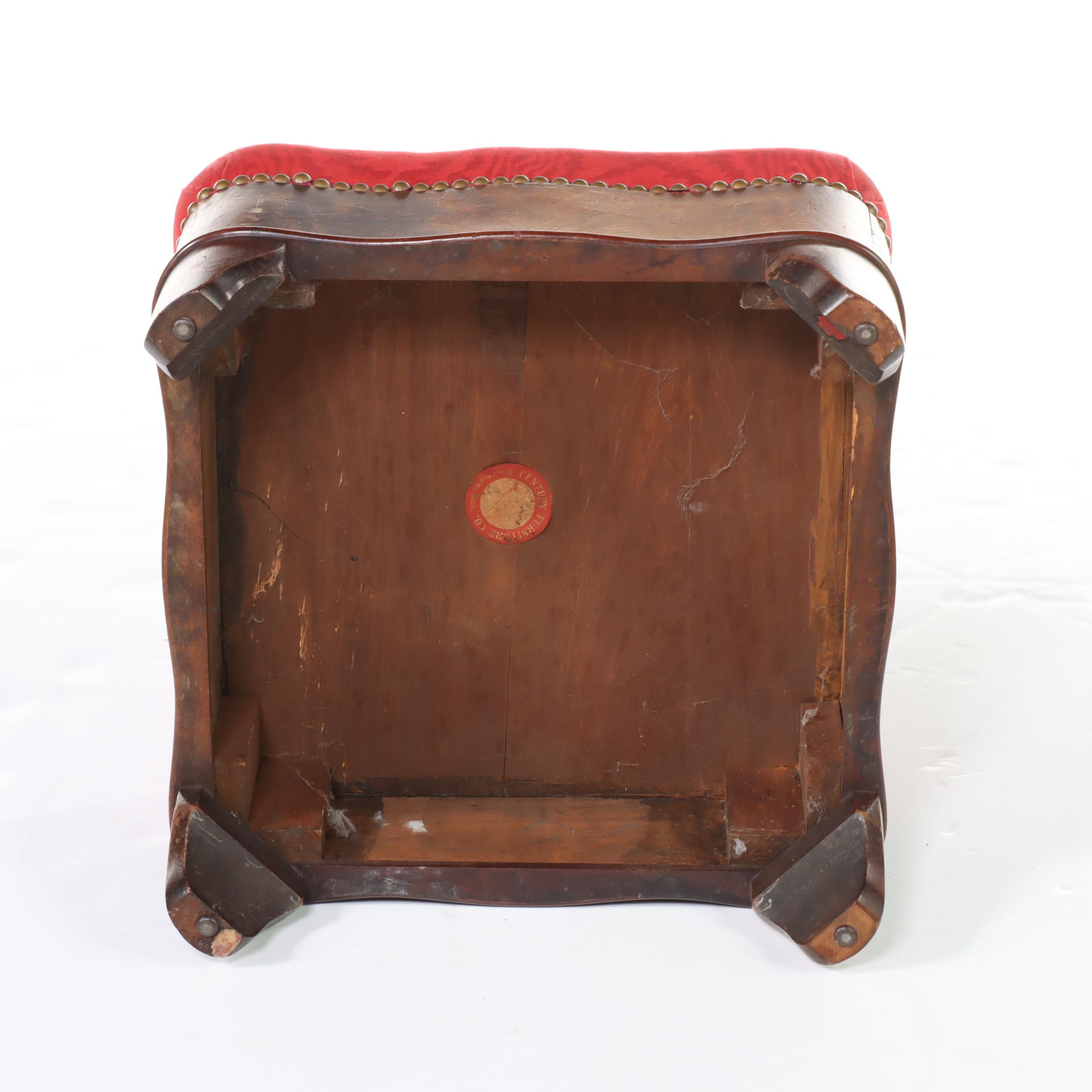 Century Furniture Empire Revival Flame Mahogany Footstool, Early 20th Century