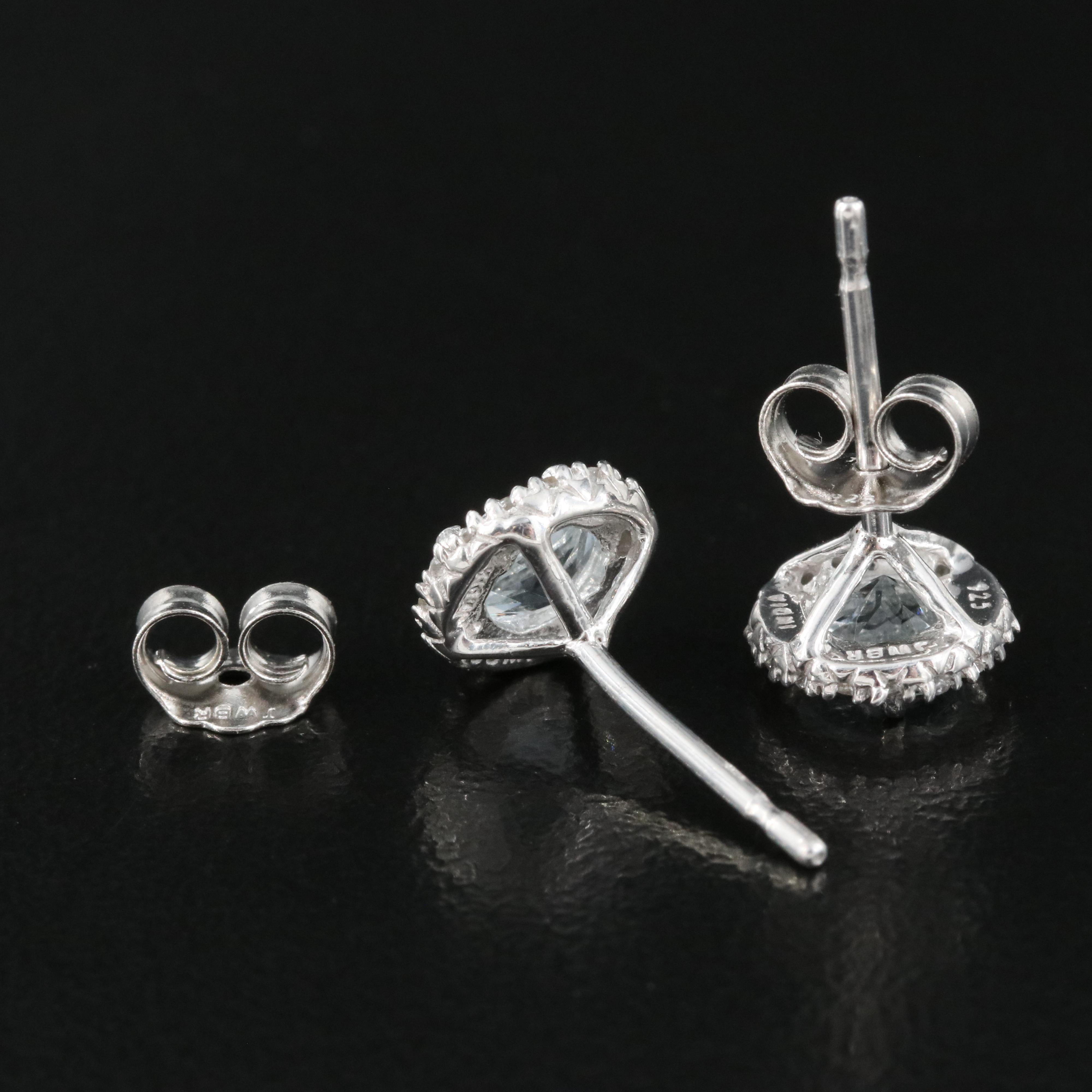 Sterling Aquamarine and Sapphire Stud Earrings