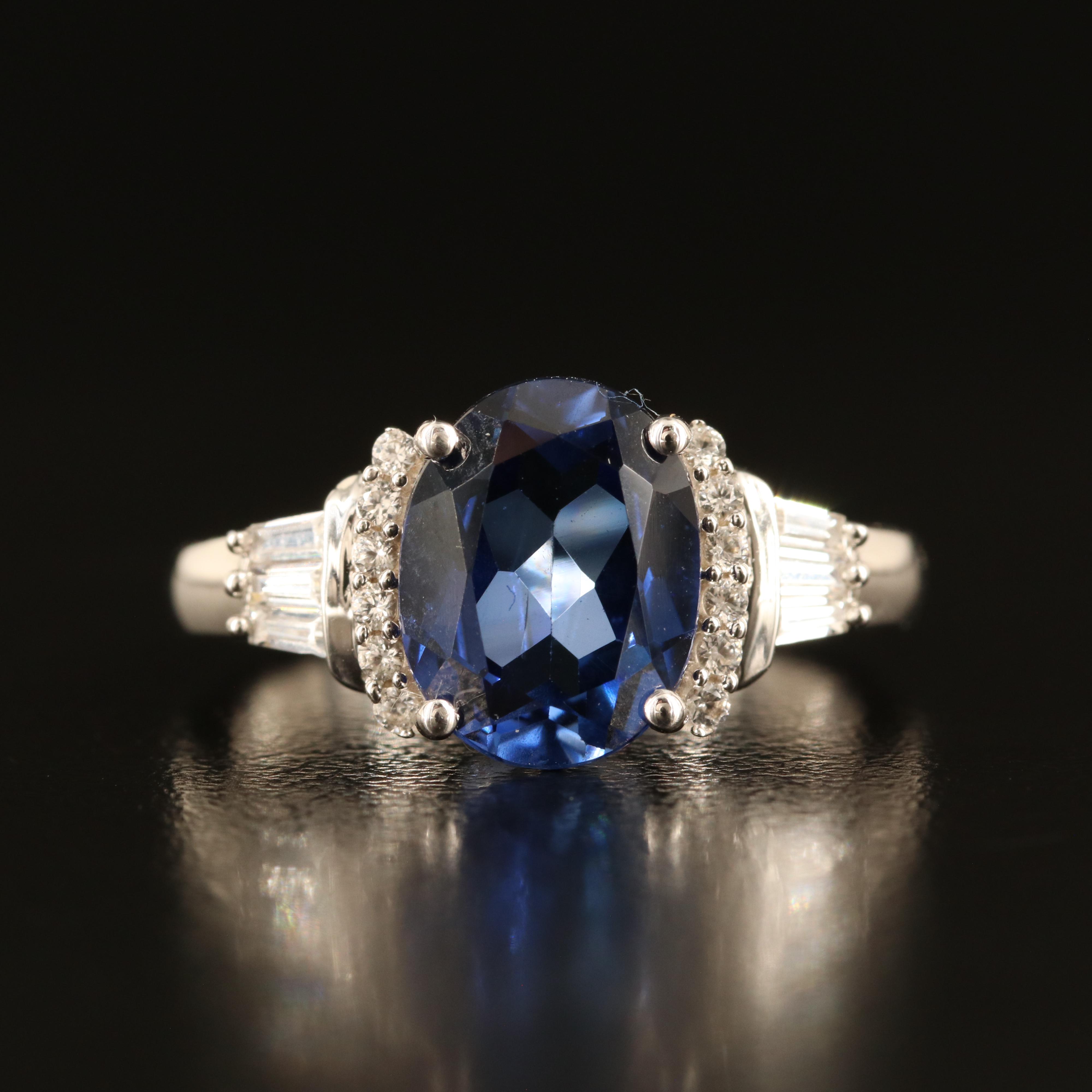 Sterling Sapphire and White Sapphire Ring