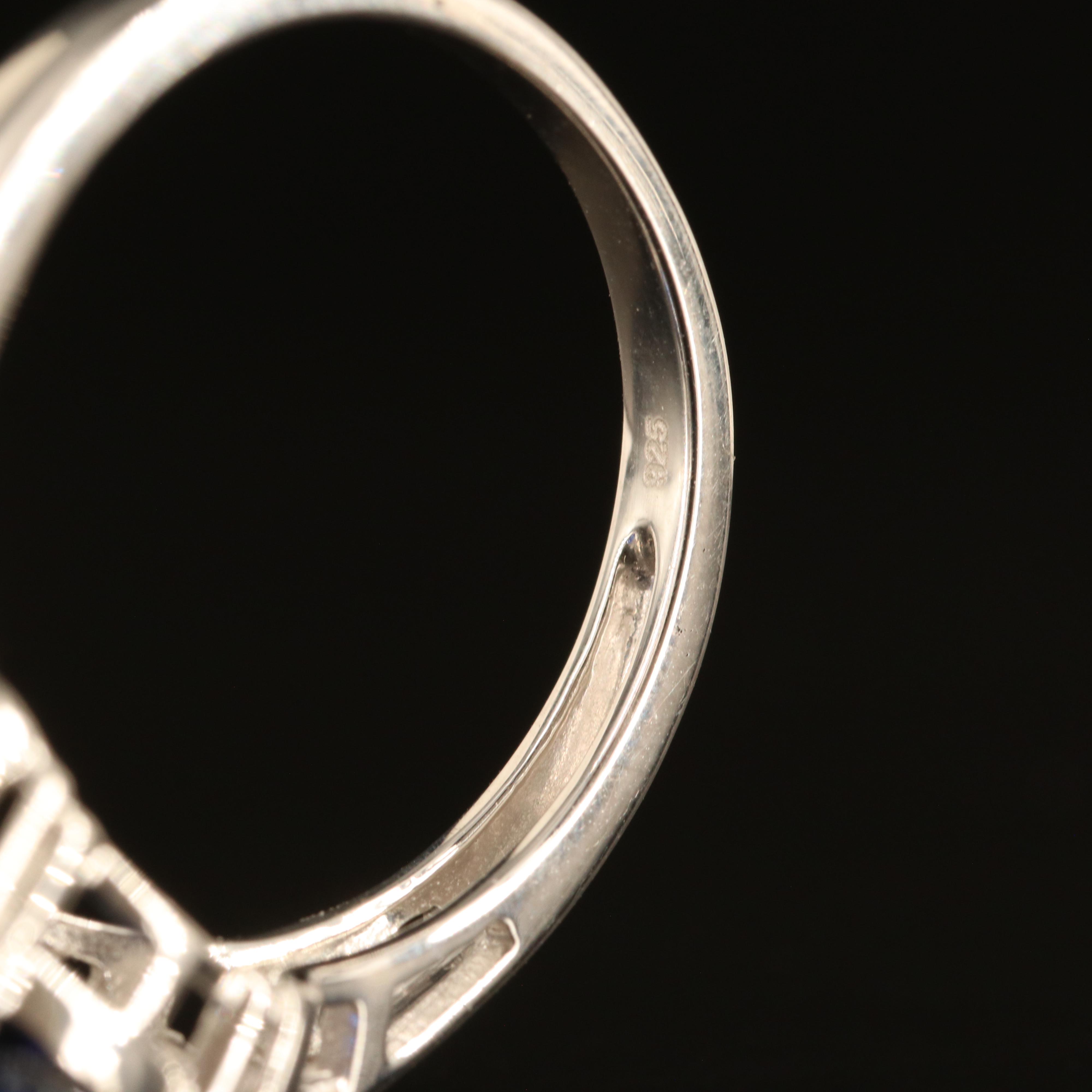 Sterling Sapphire and White Sapphire Ring