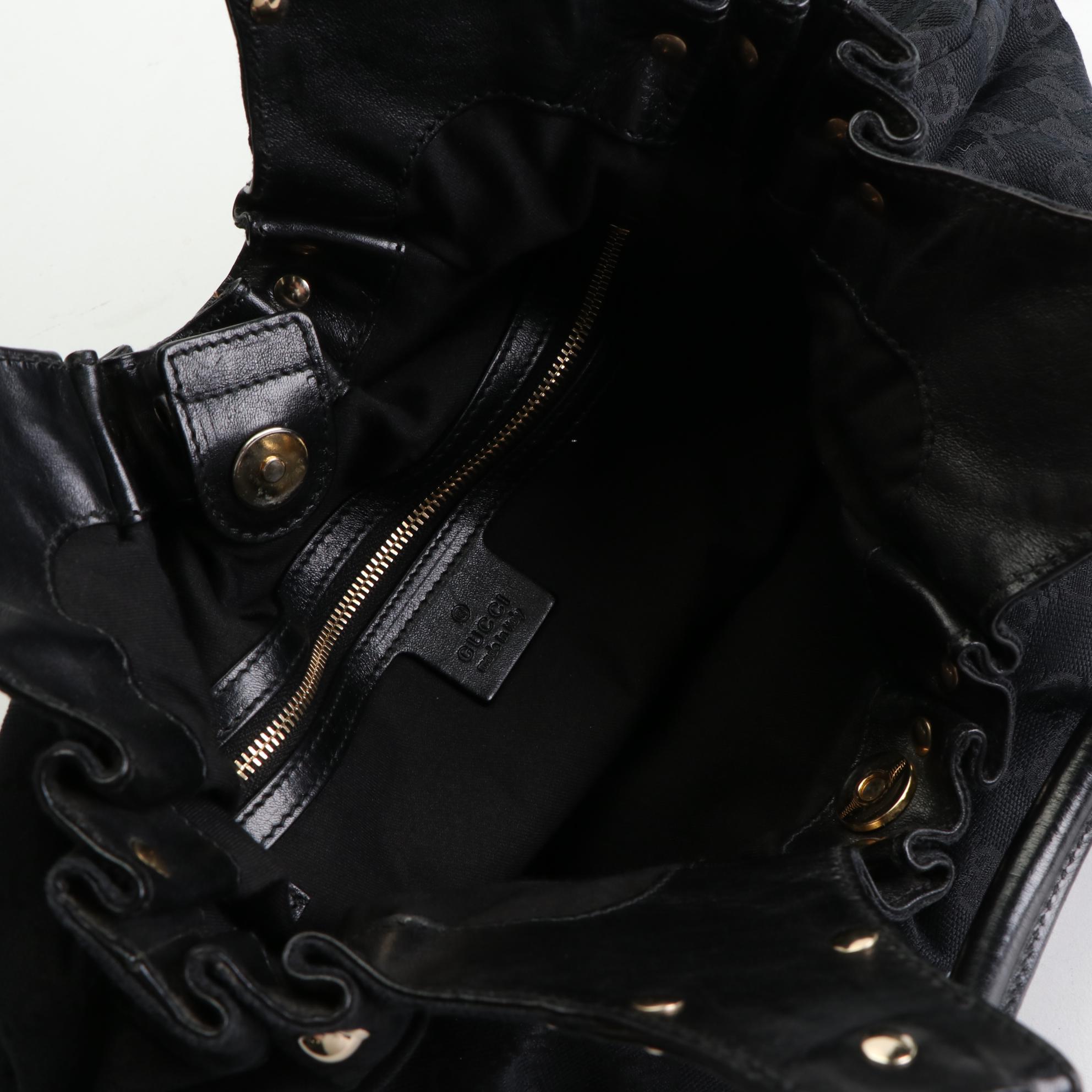 Gucci Pelham Studded Hobo Bag in GG Canvas and Leather