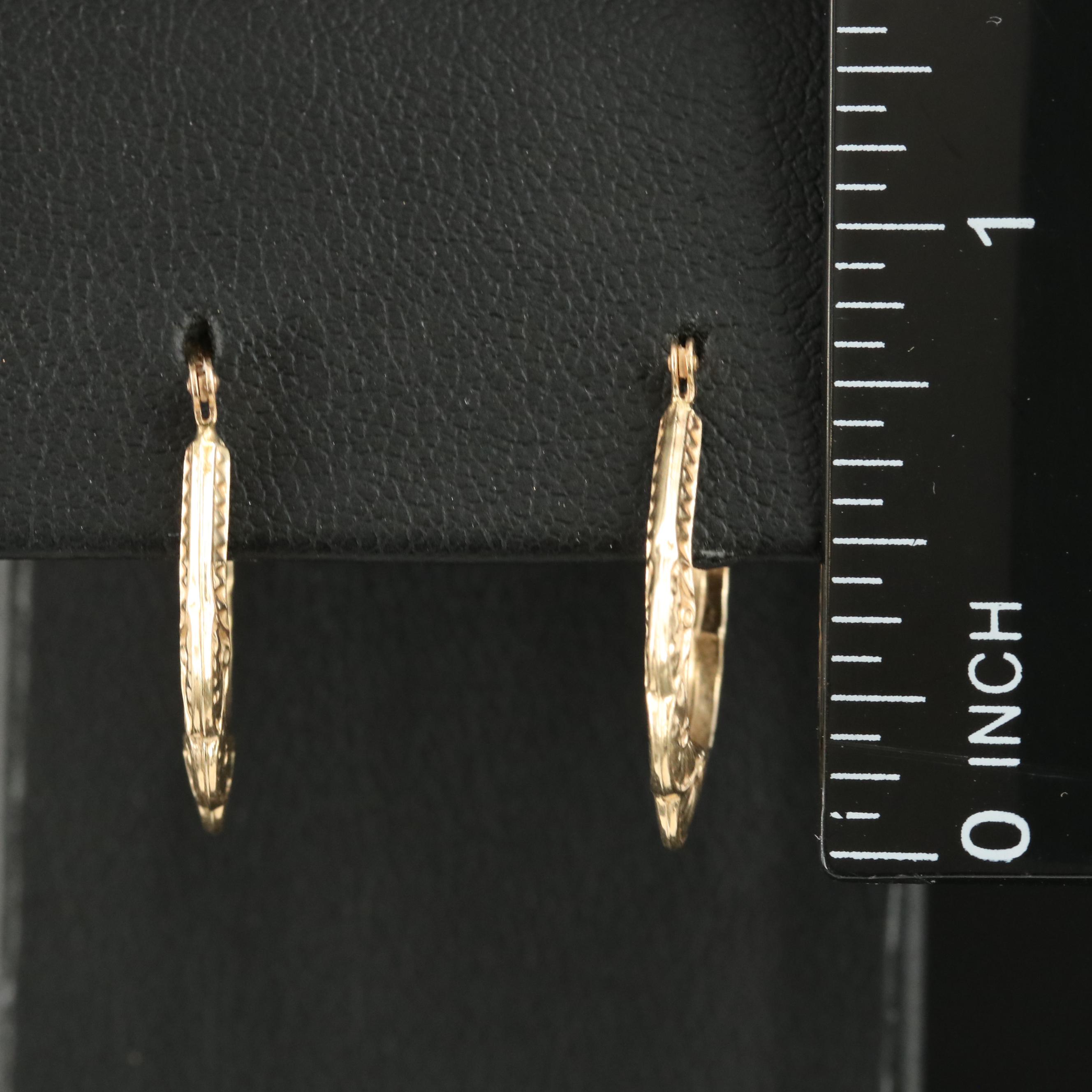 14K Scalloped and Textured Hoop Earrings