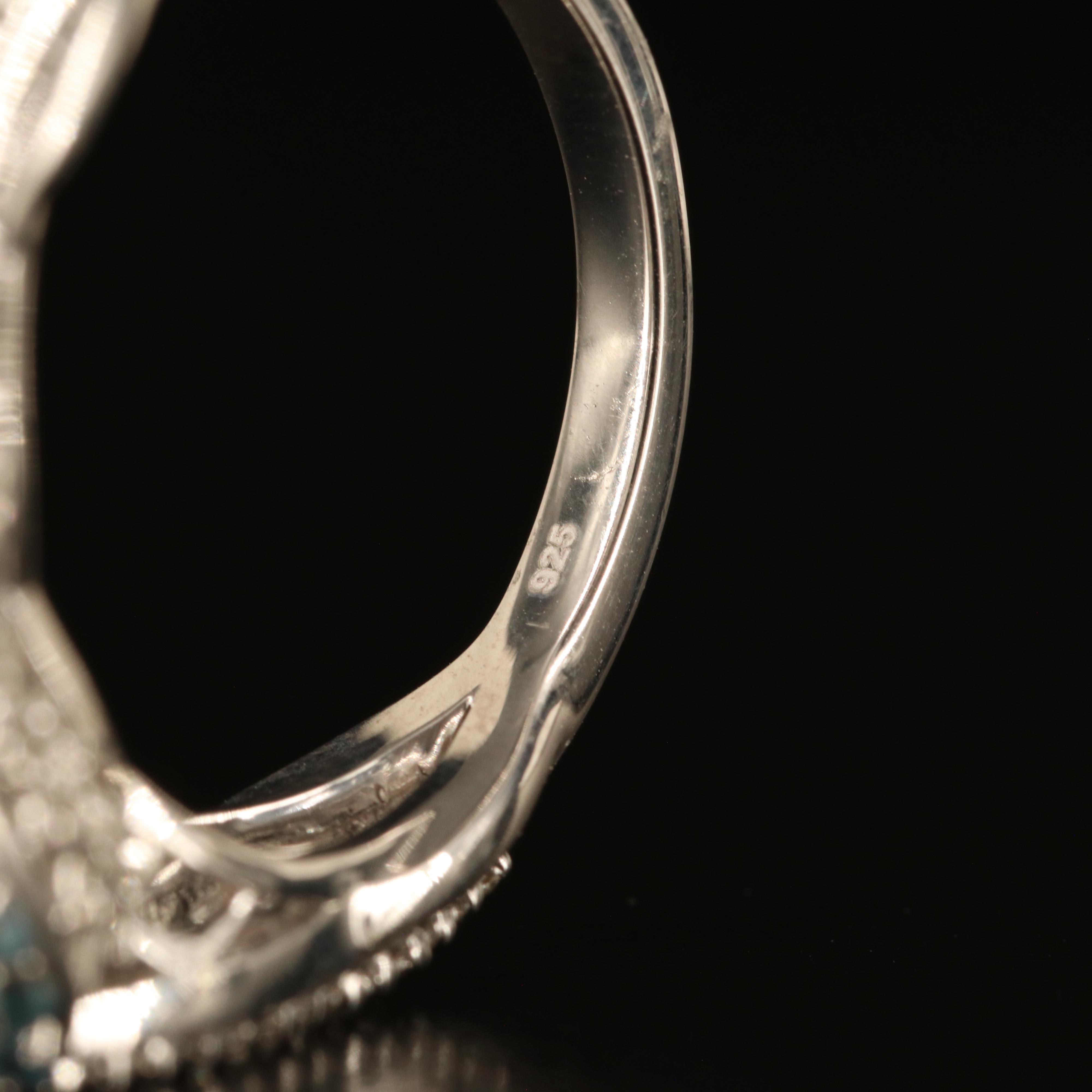 Sterling Opal, White Sapphire and Sky Blue Topaz Ring