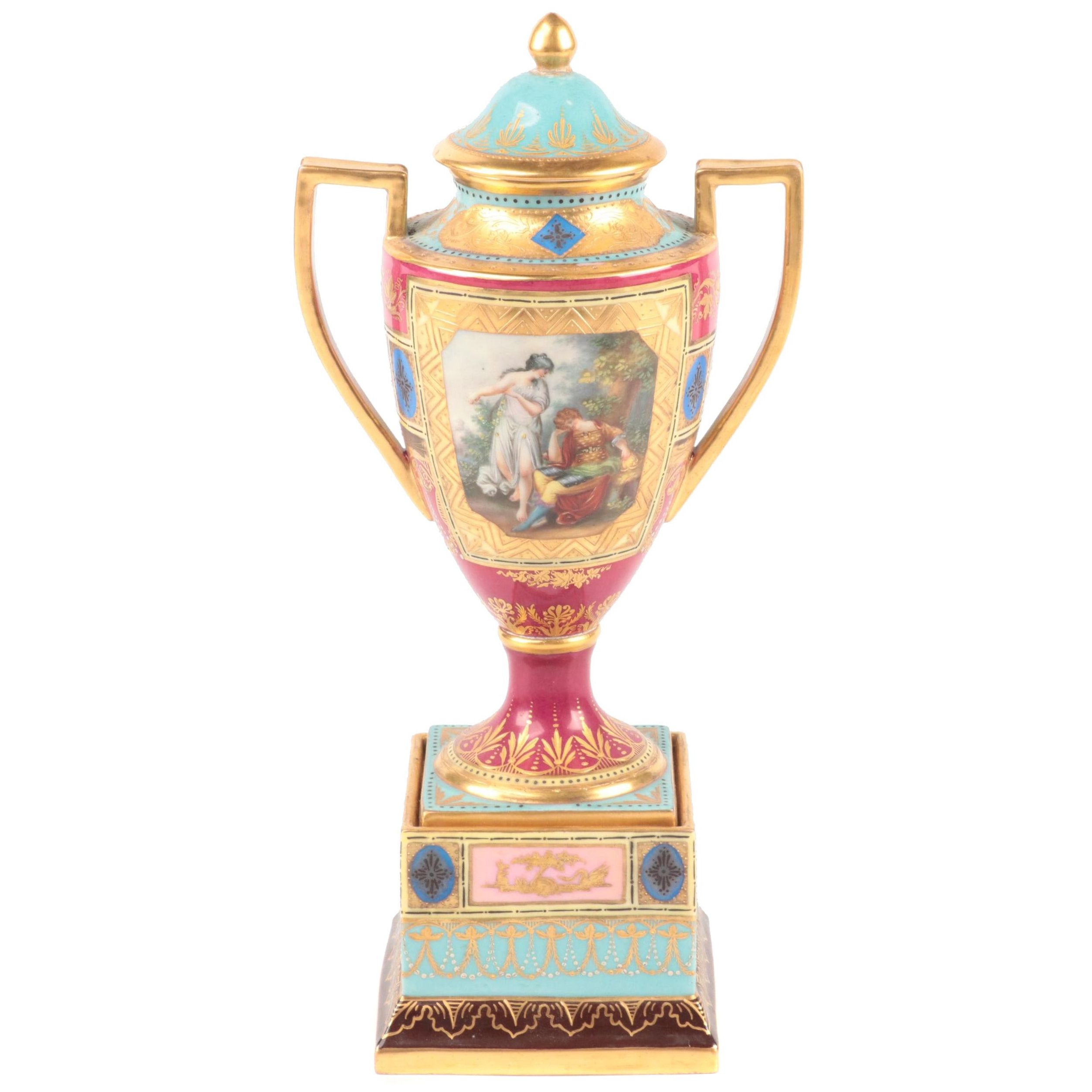 Ackermann and Fritze Royal Vienna Style Porcelain Urn