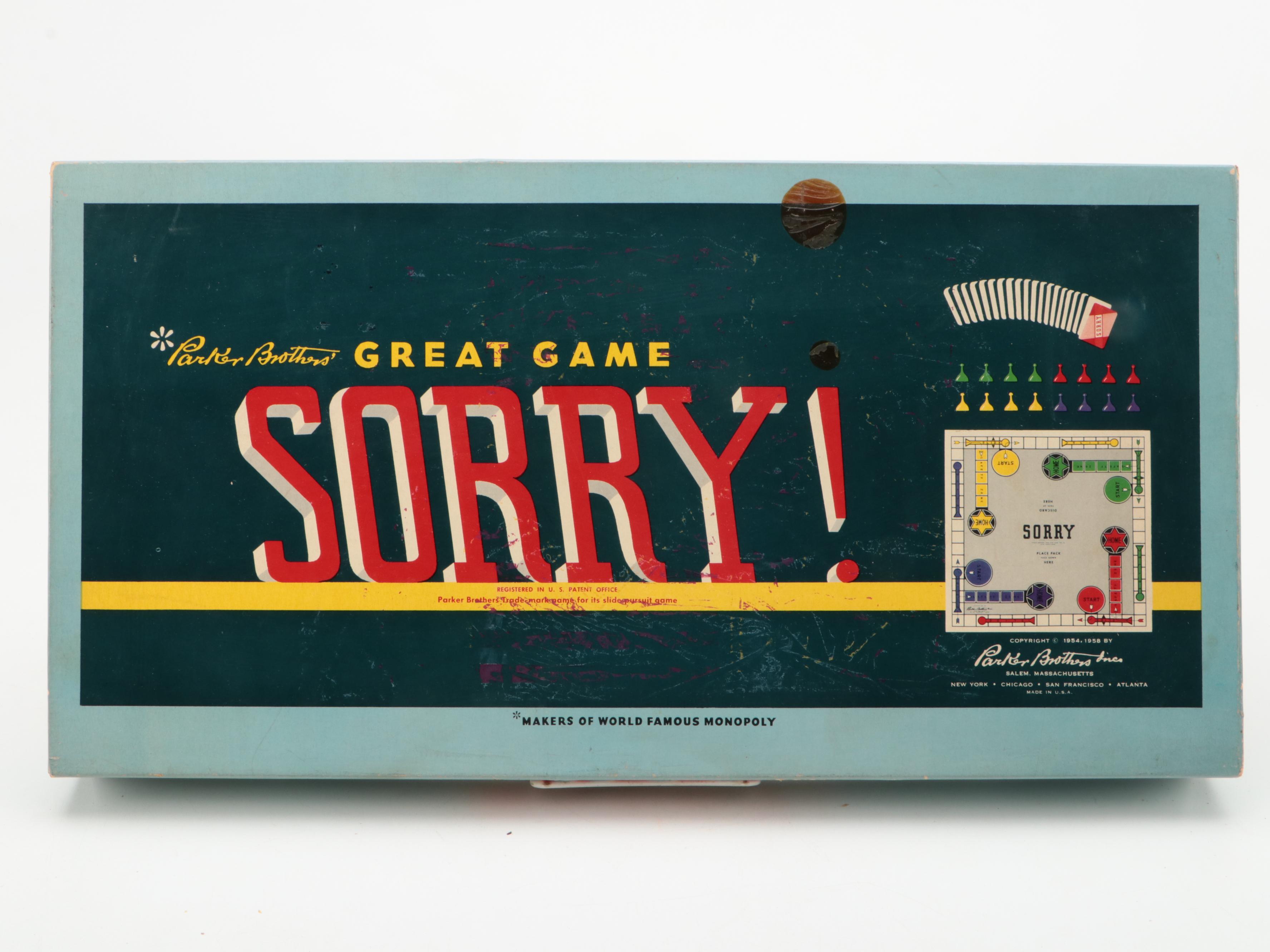 Sorry!, Clue, Monopoly, Rook, and Other Board Games, Mid 20th Century