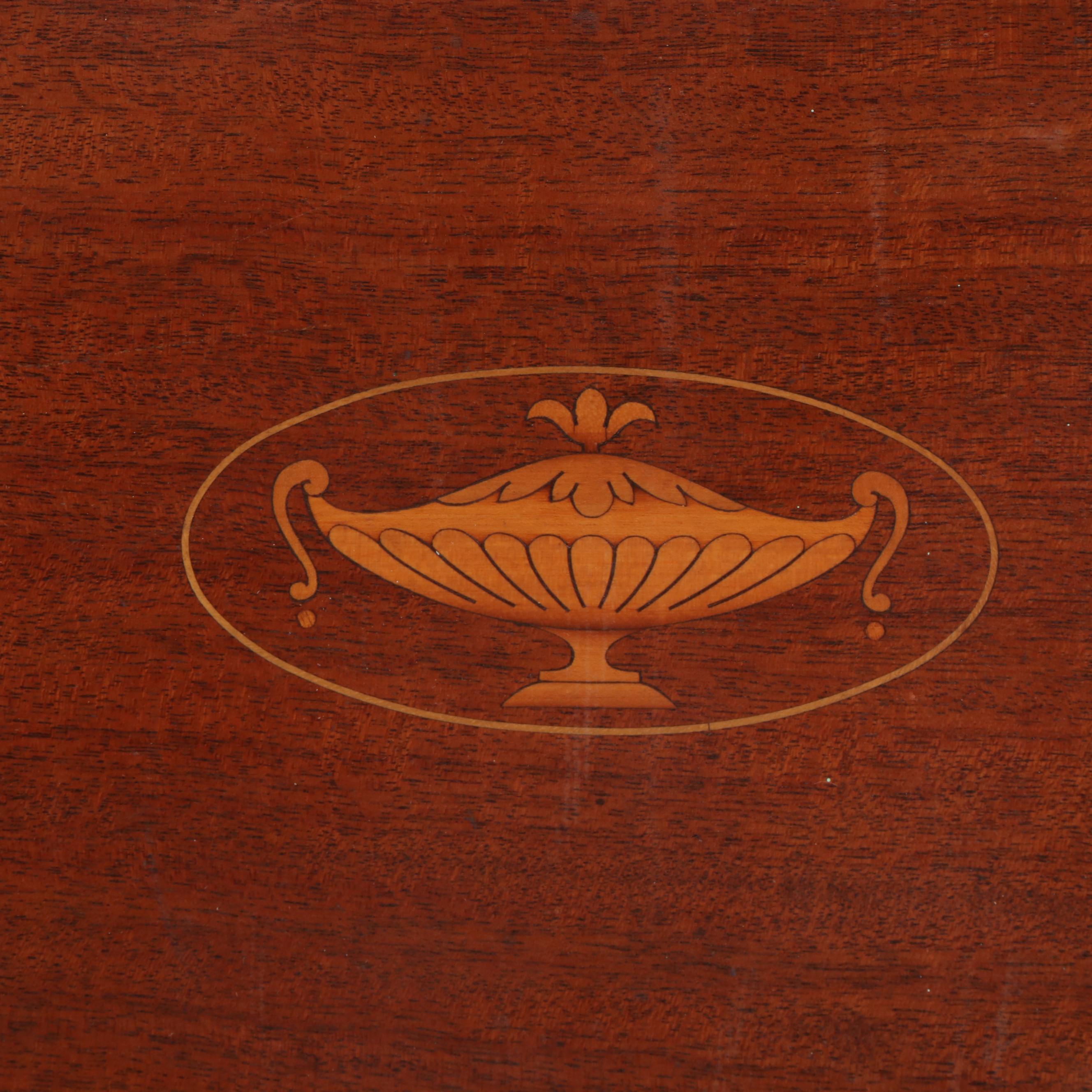 George III Style Mahogany and Marquetry Gallery Tray, Early 20th Century