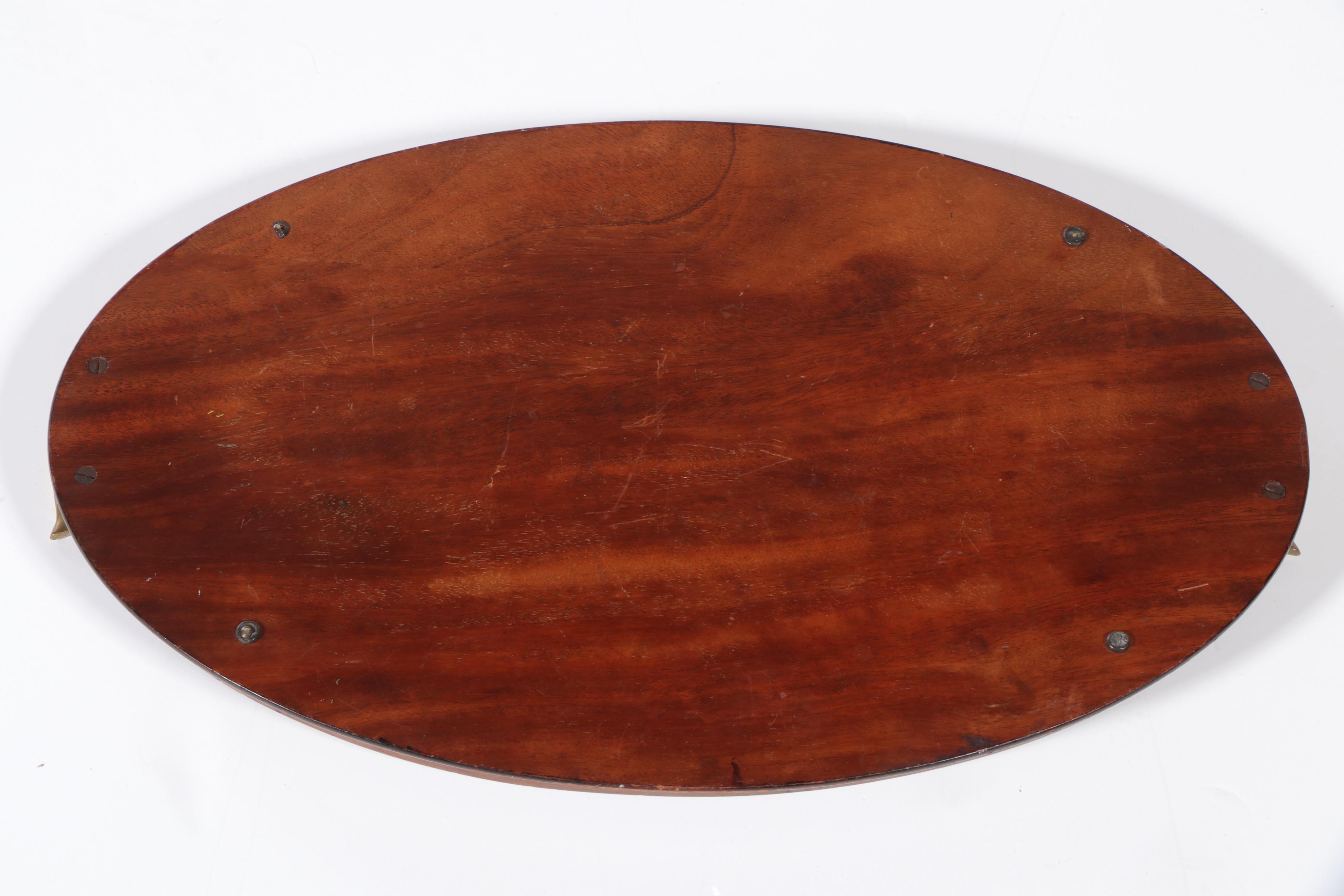George III Style Mahogany and Marquetry Gallery Tray, Early 20th Century