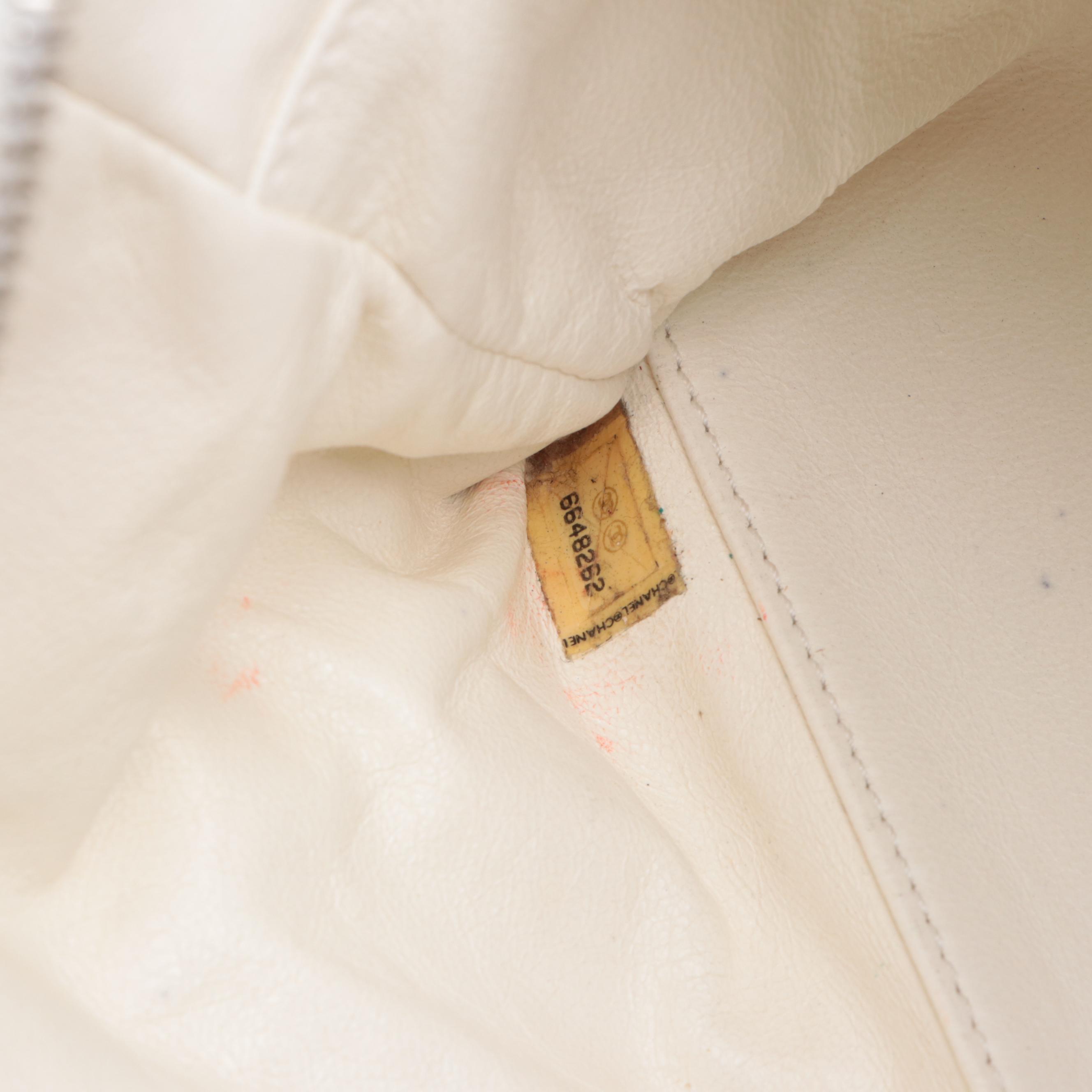 Chanel Logo Bowler Bag in Quilted Canvas and Leather