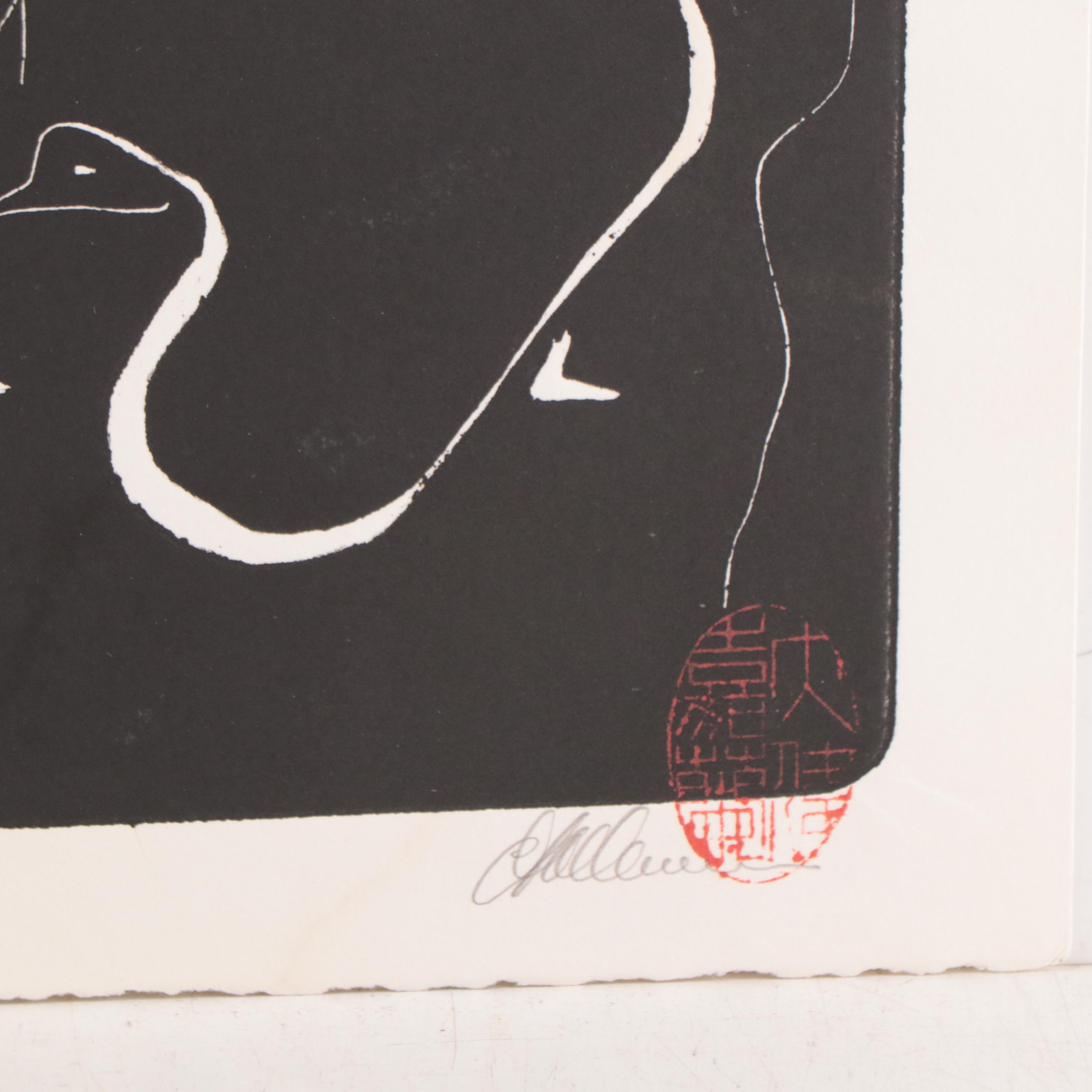 A. David Crown Relief Print "Geese I"