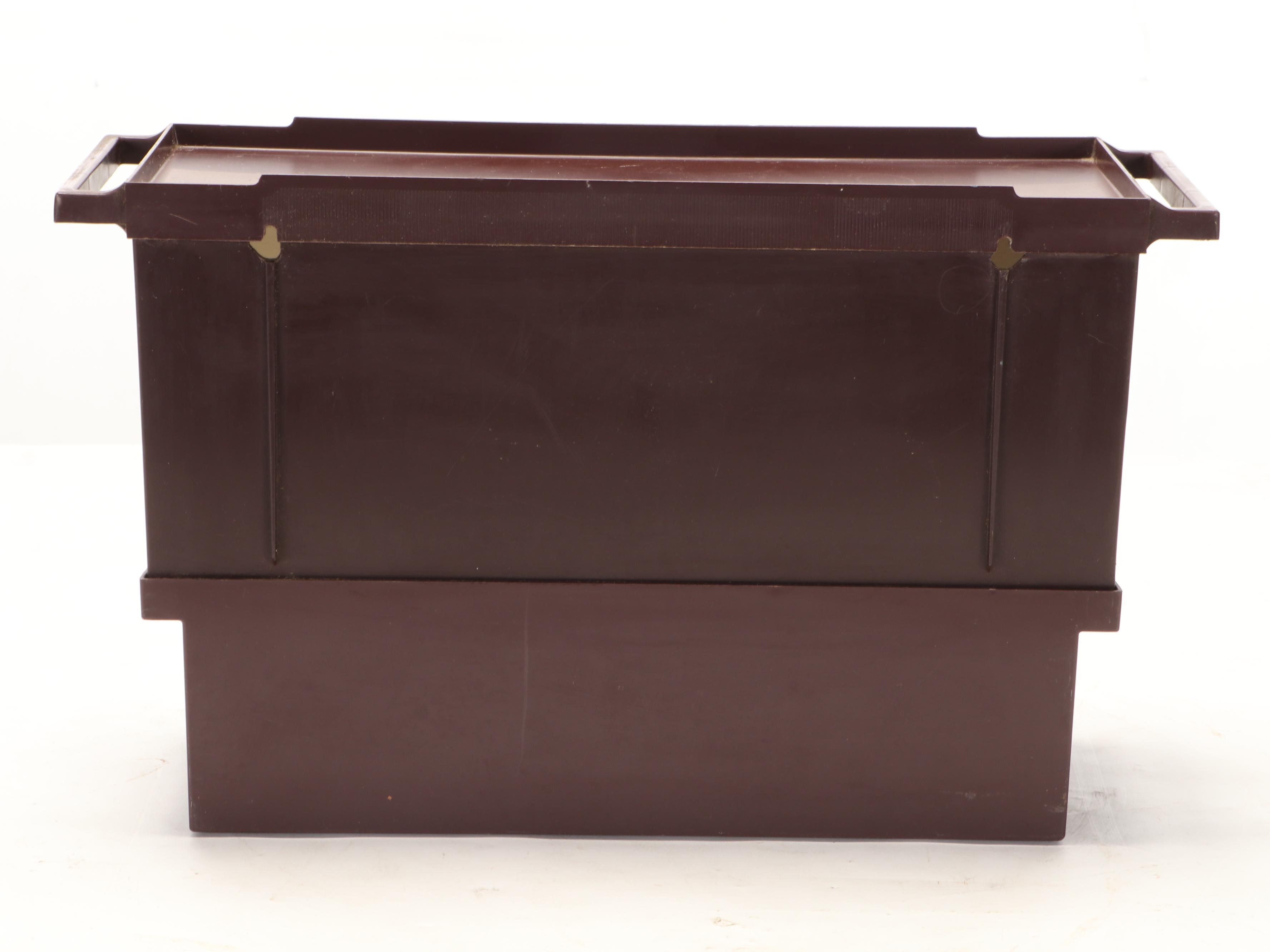 Brass Tone Metal Magazine Rack With Plastic Wall Cabinet, Mid-20th Century