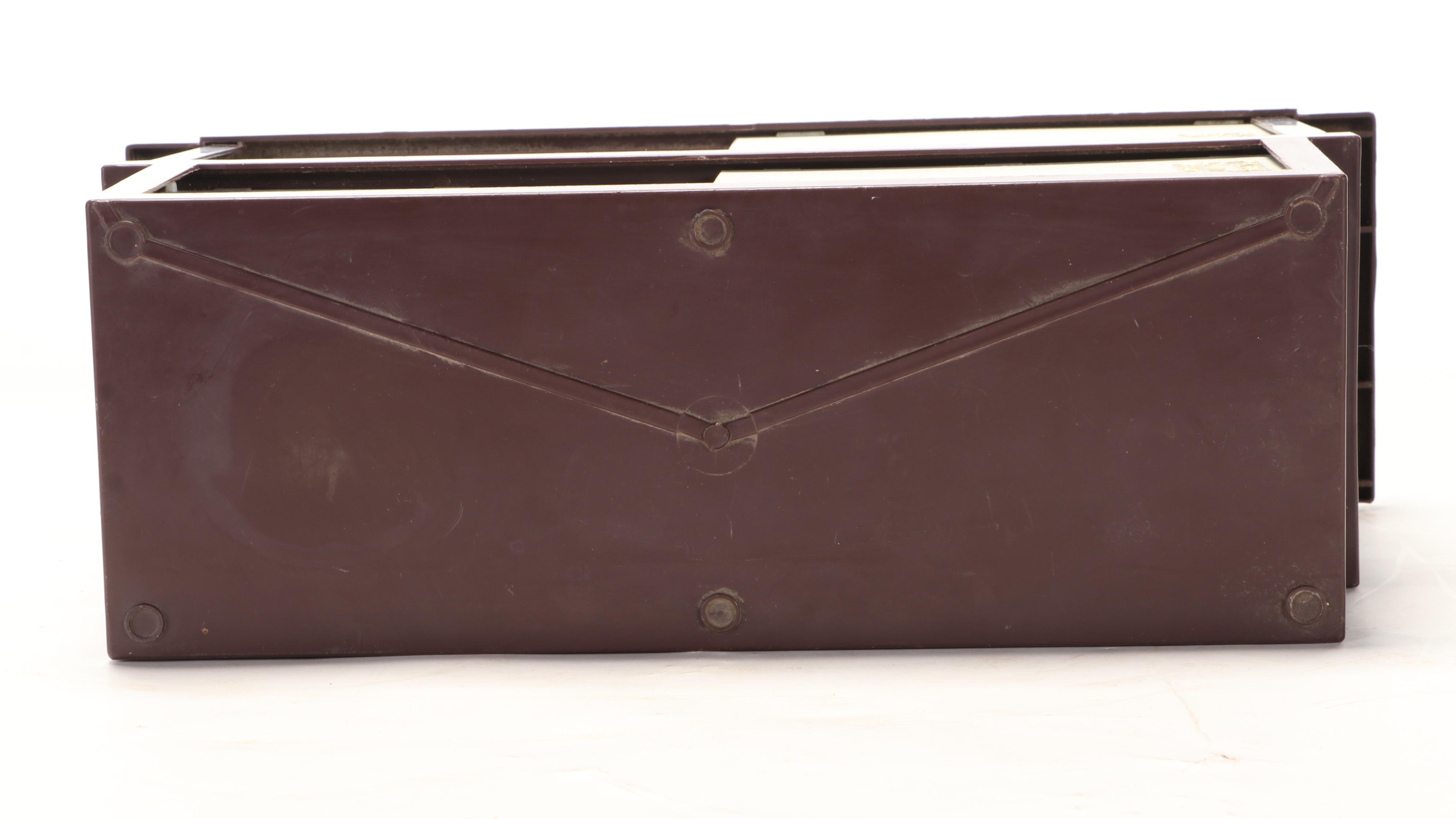 Brass Tone Metal Magazine Rack With Plastic Wall Cabinet, Mid-20th Century