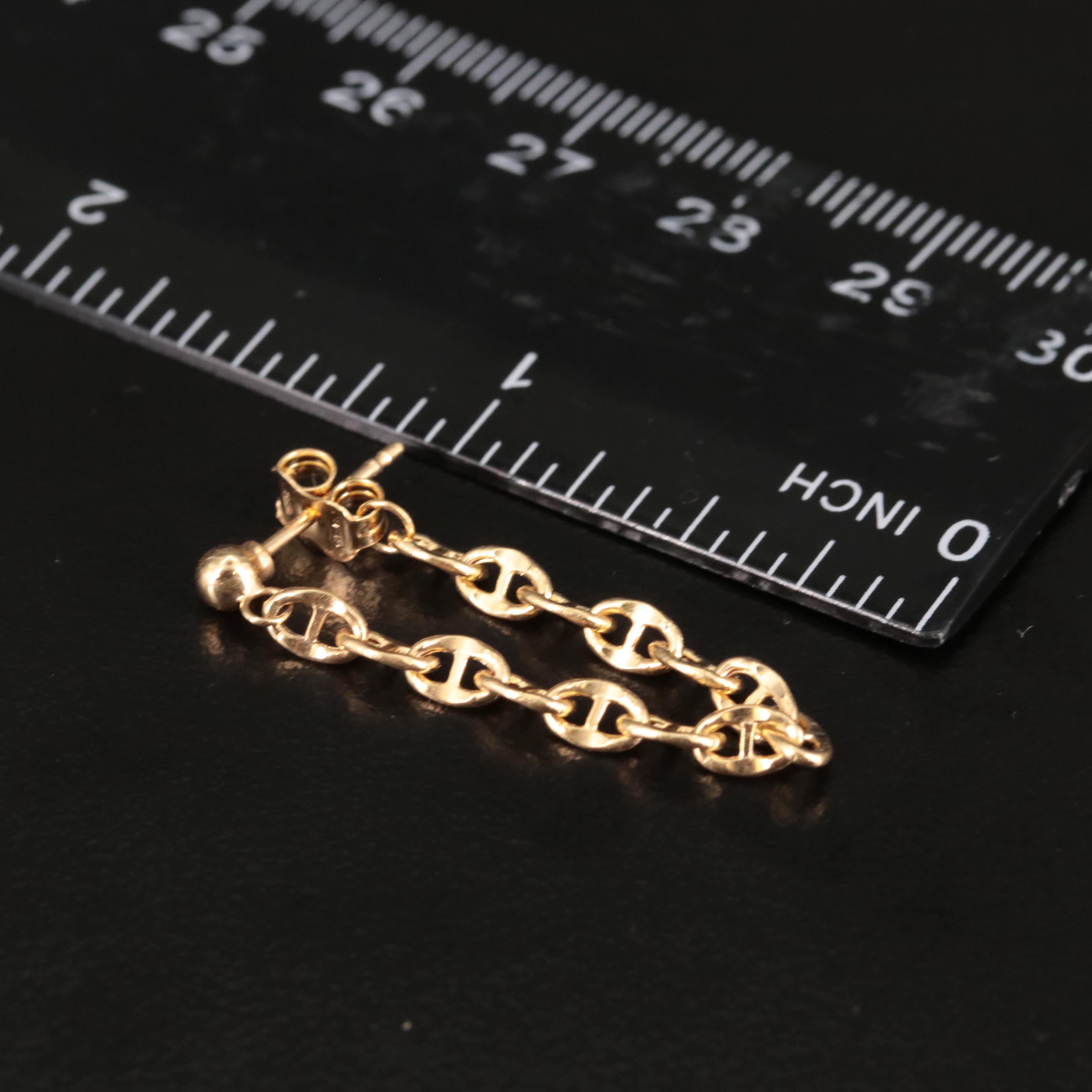 14K Figaro Chain Drop Earrings