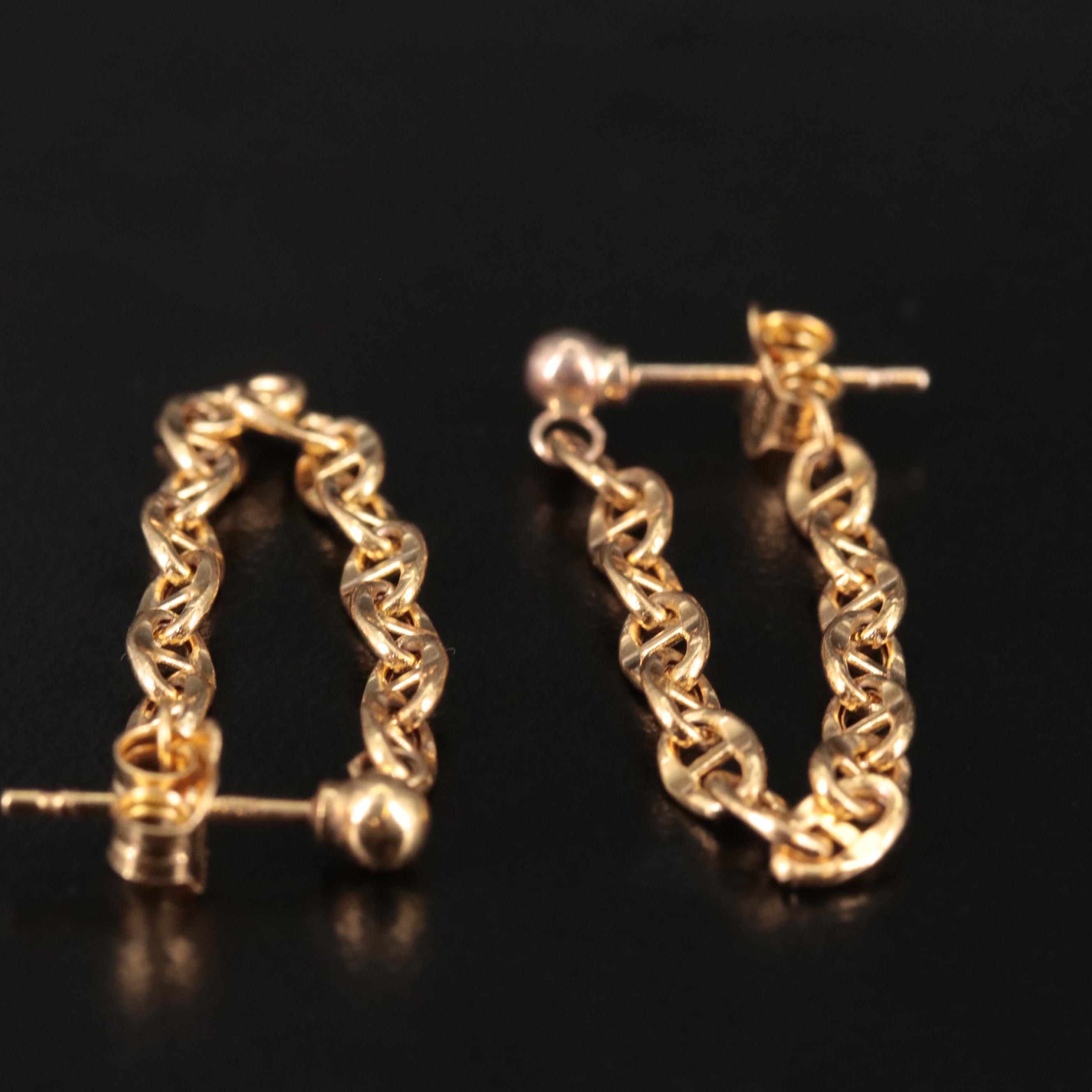 14K Figaro Chain Drop Earrings