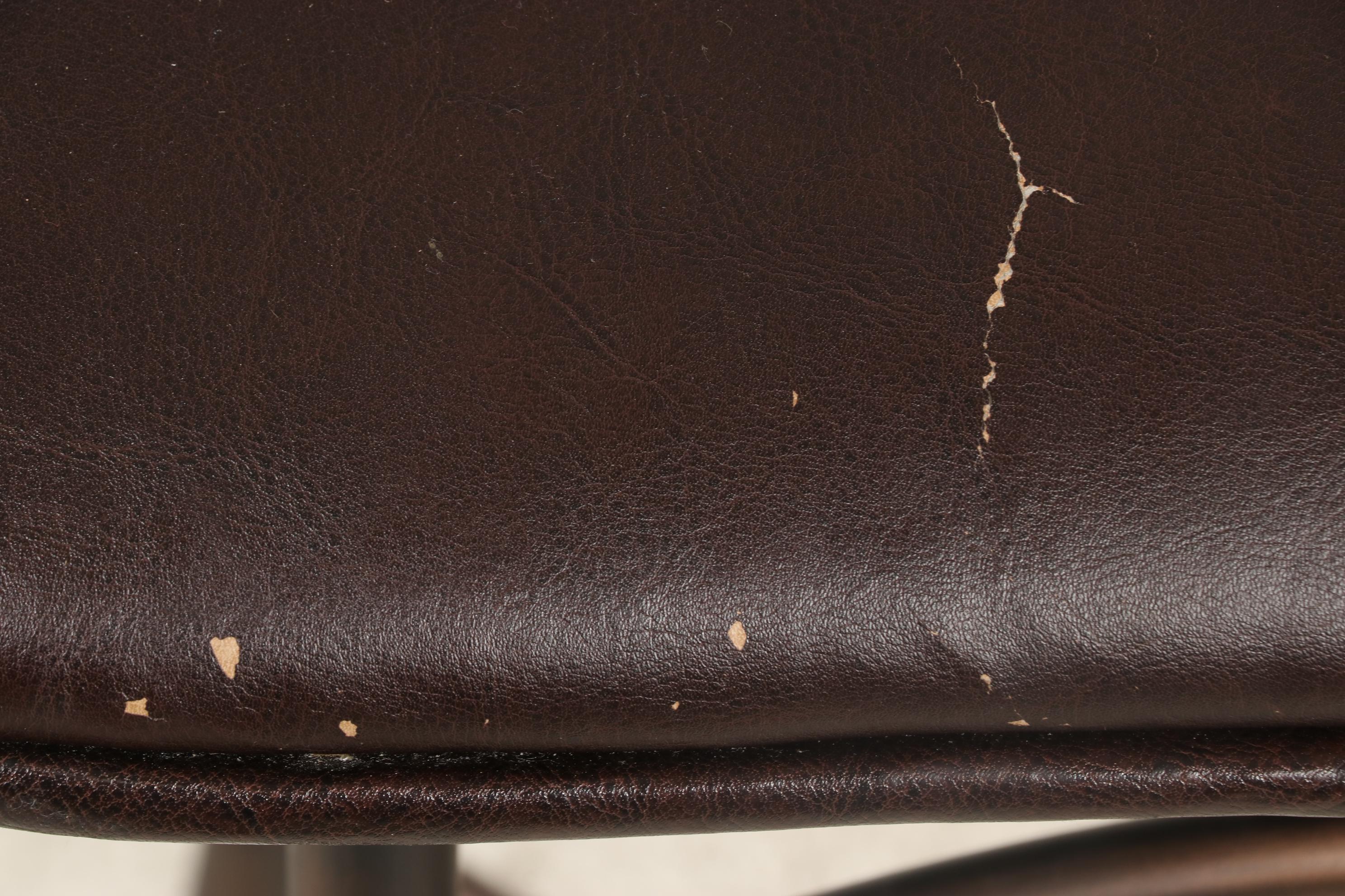 Pair of Faux Leather Upholstered Wood-Grained Metal Counter Stools