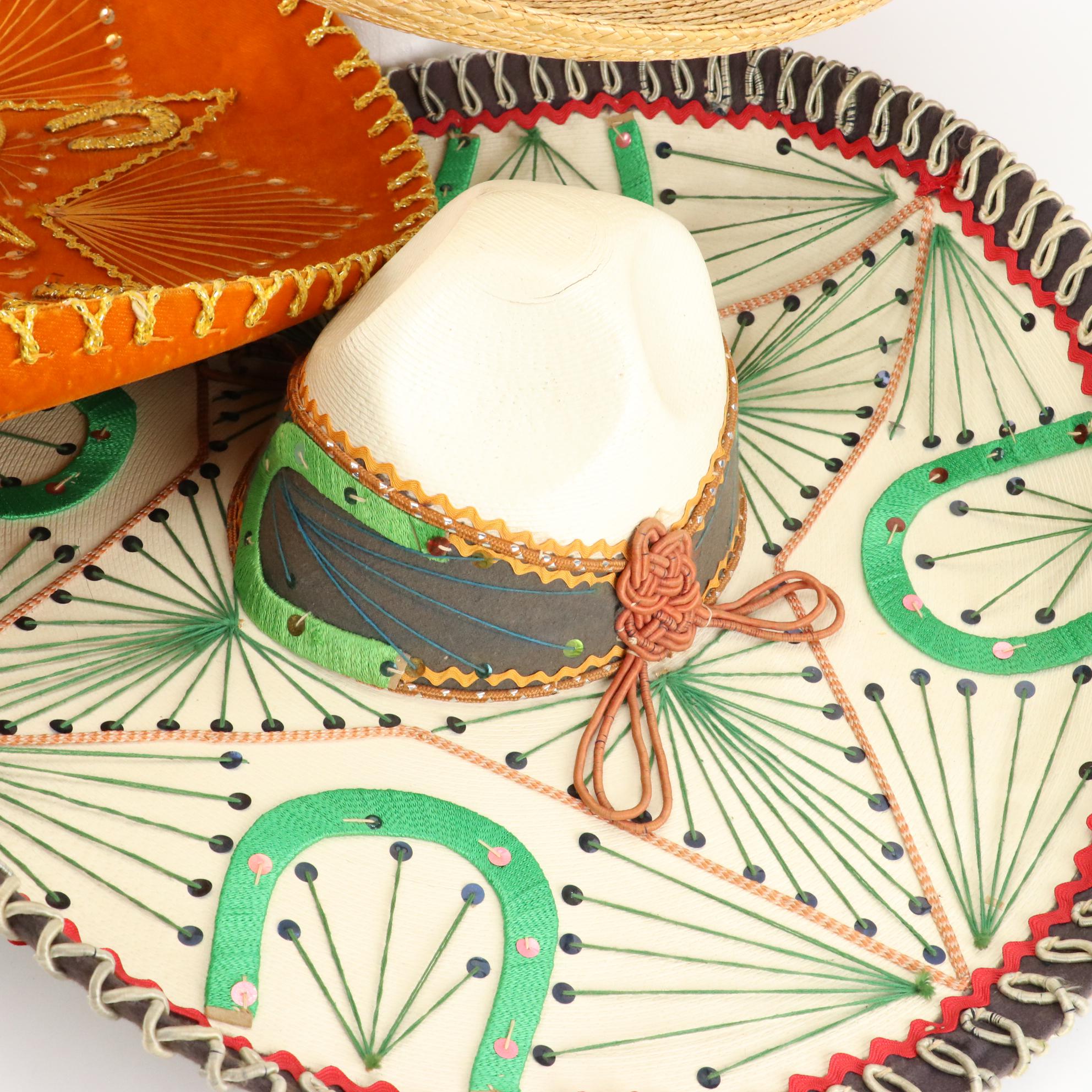 Woven Full Sombrero and Embellished Traditional Mariachi Sombreros