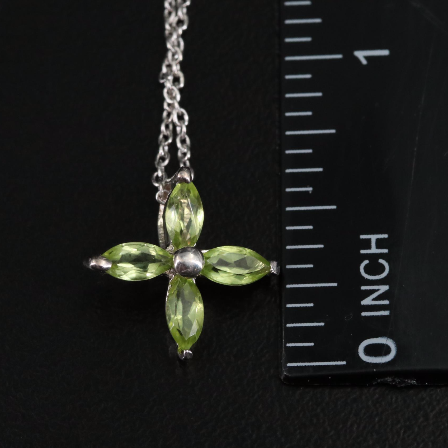 Sterling Peridot Flower Pendant Necklace