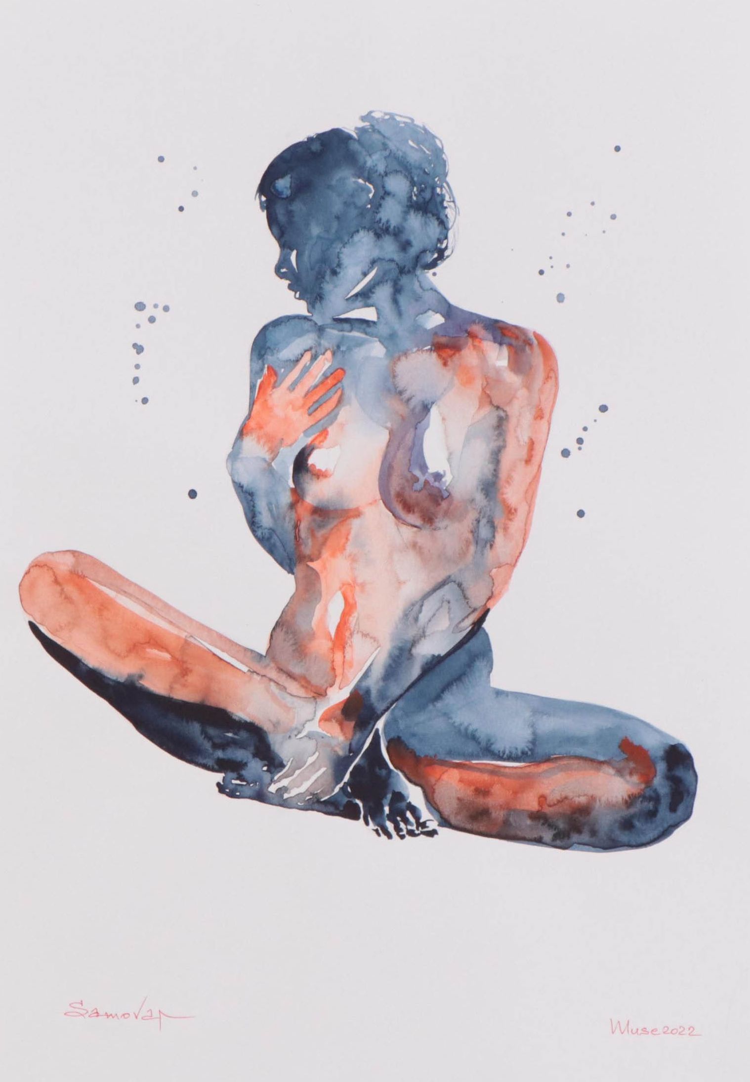Olga Dolzhikova Watercolor Painting of Nude, 2022