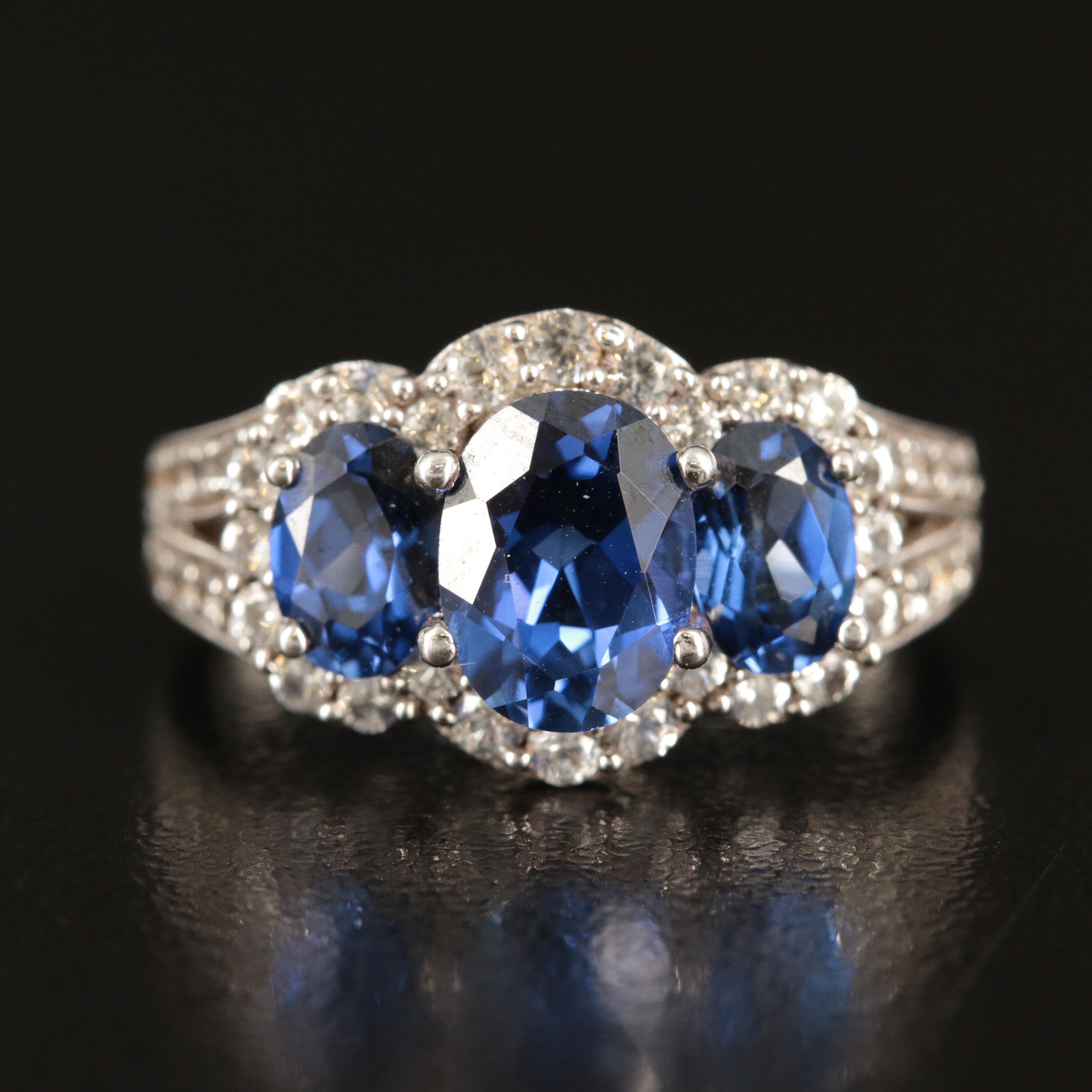 Sterling Sapphire and White Sapphire Ring
