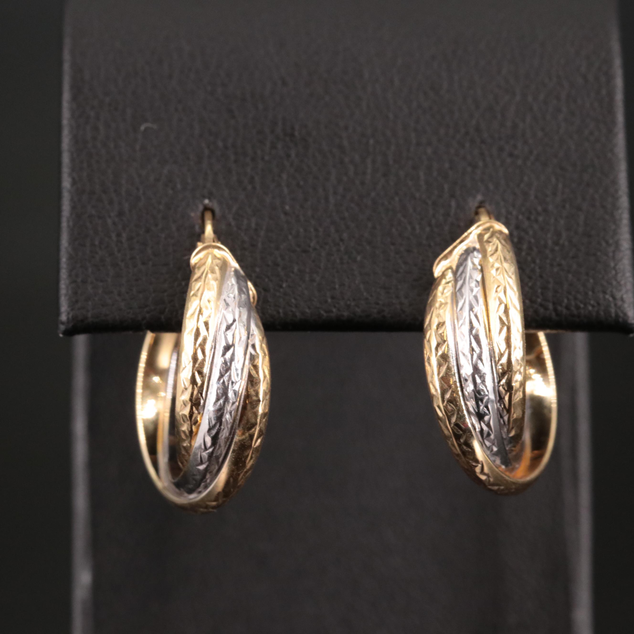 14K Triple Woven Hoop Earrings