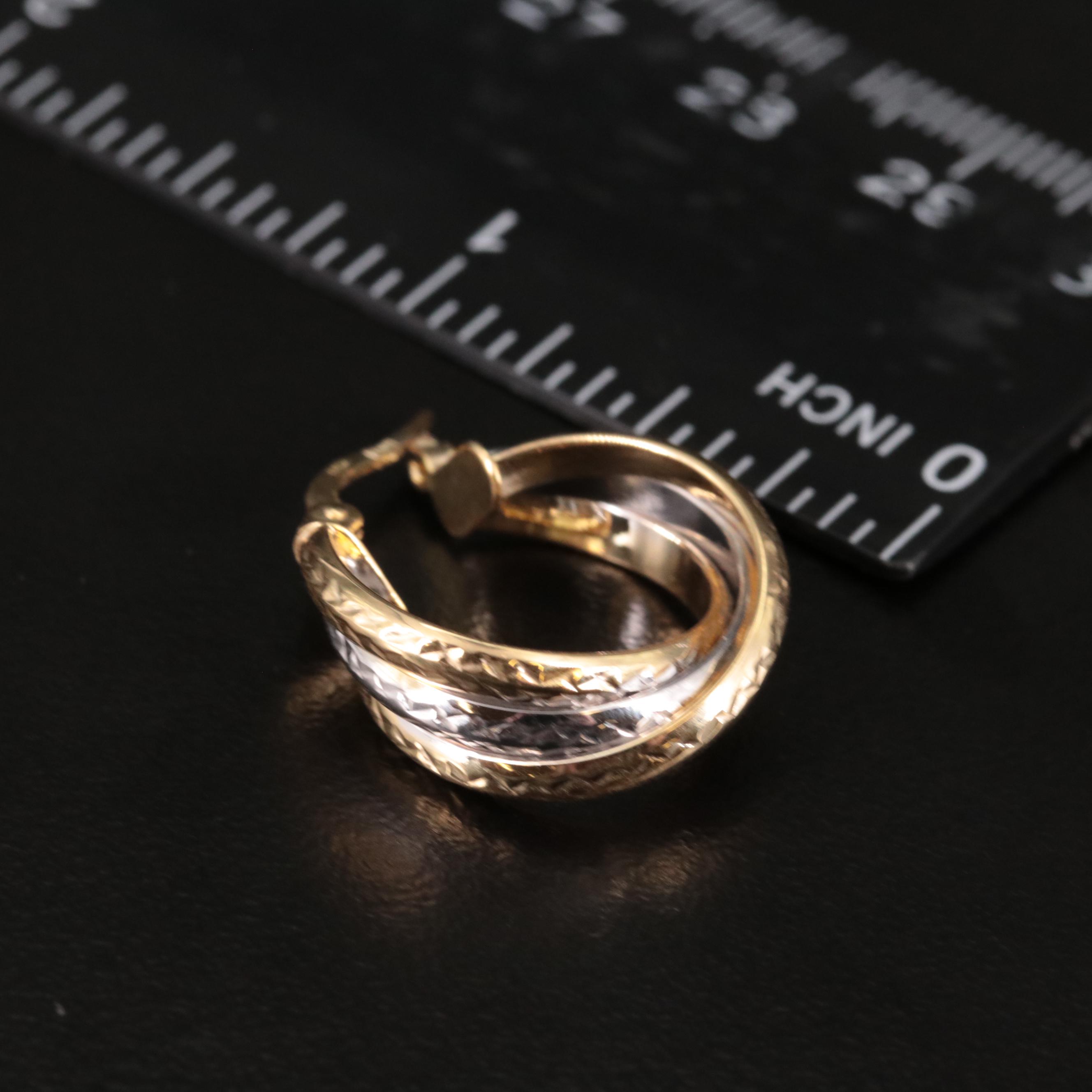 14K Triple Woven Hoop Earrings